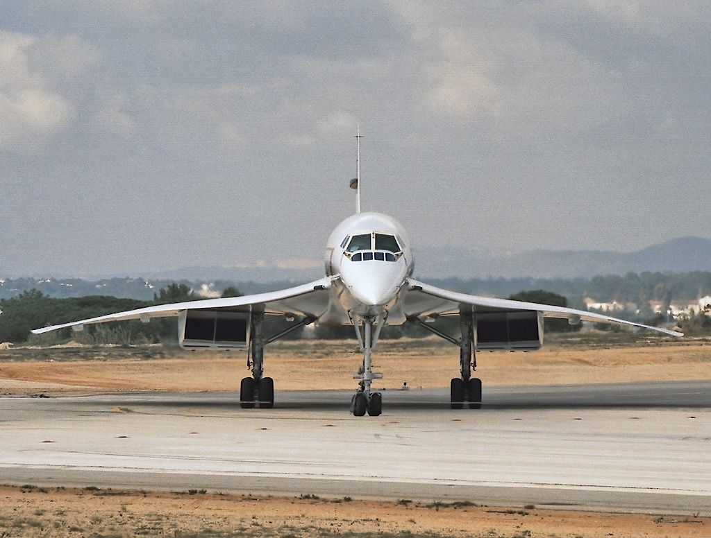 A Concorde taxiing down the runway