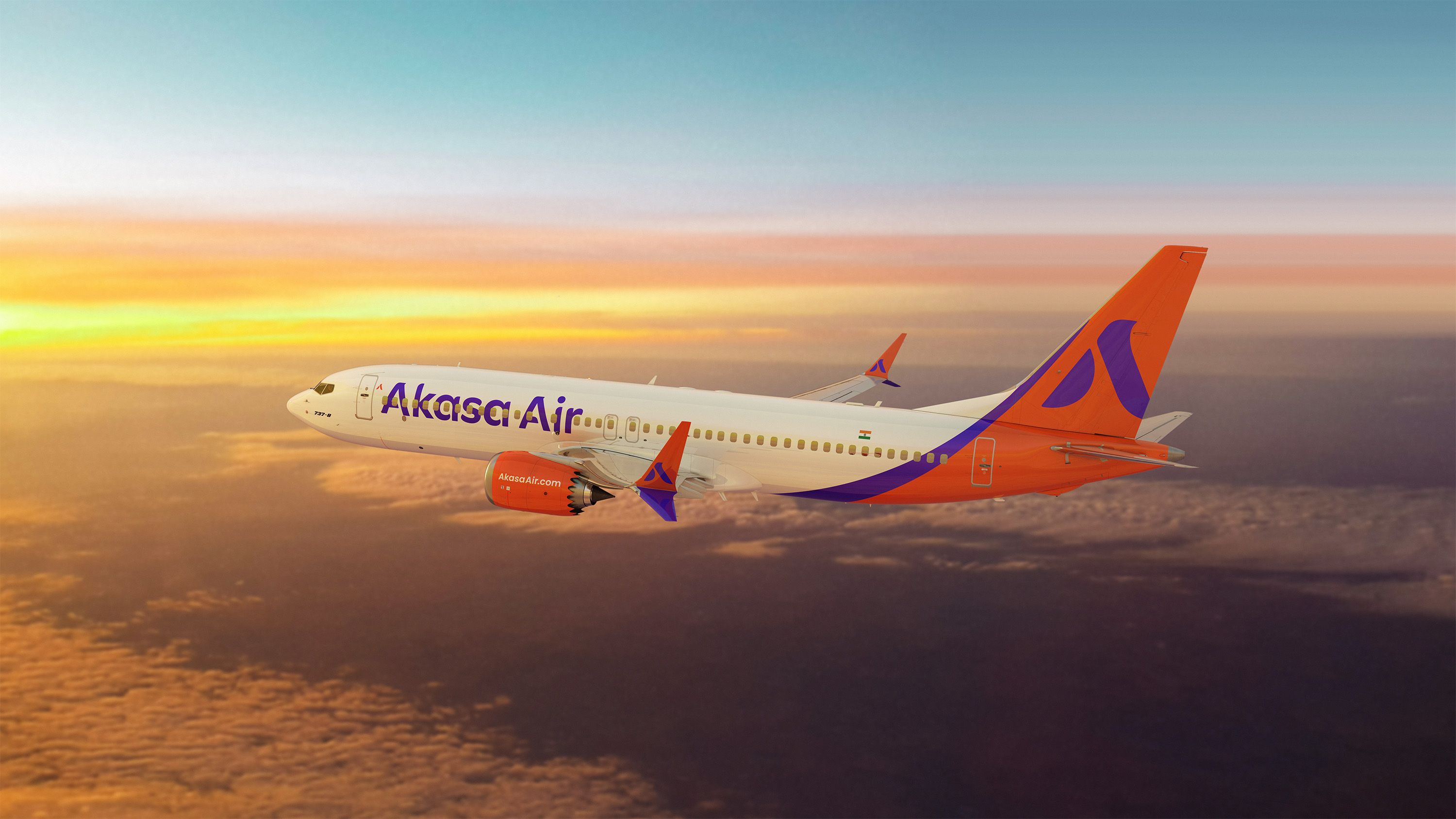 An Akasa Air Boeing 737 MAX render. 