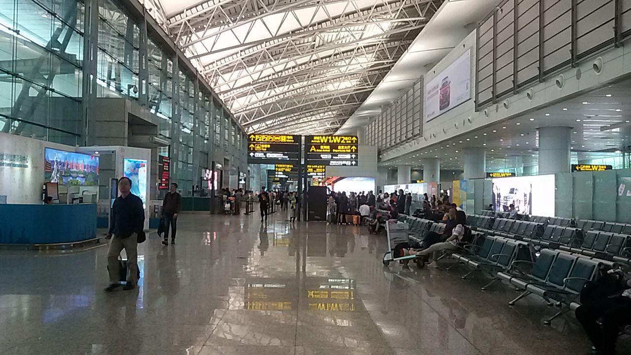 Inside the terminal building of Guangzhou airport.
