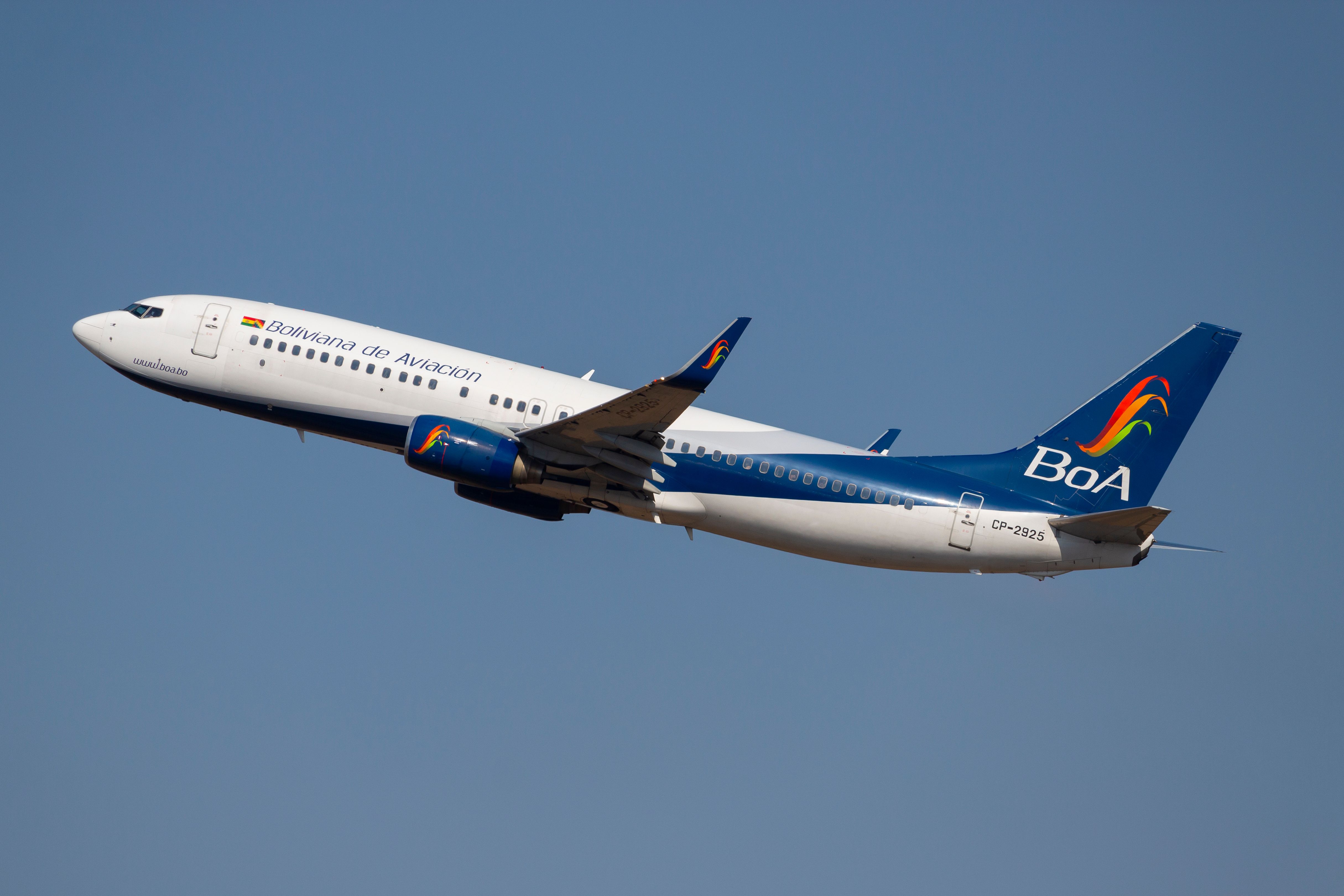 Boeing 737 800 airline plane of Boliviana de Aviacion at Guarulhos Airport, Sao Paulo Brazil 2021 