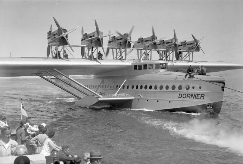 A Dornier Do X floating in the water.