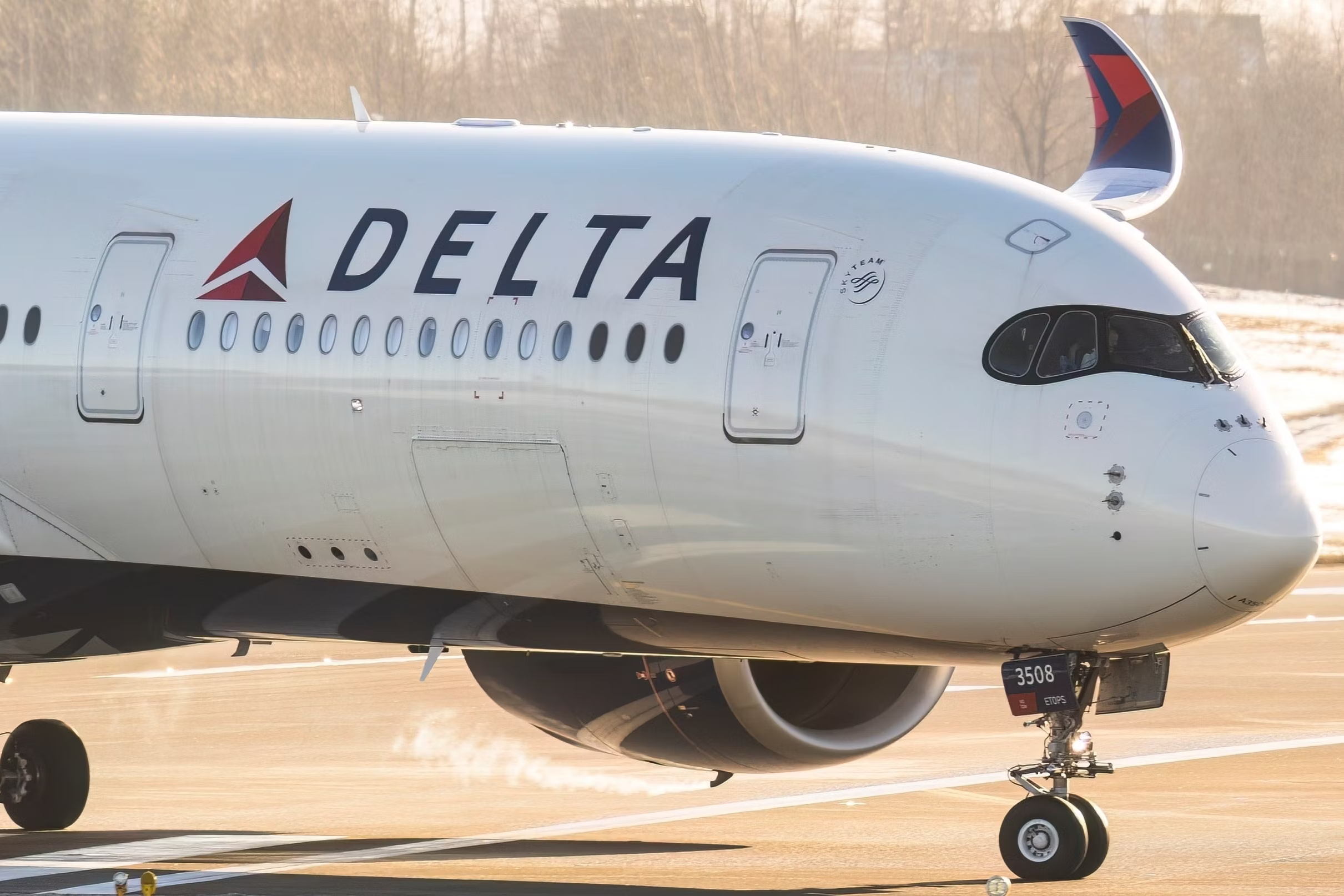 A Delta Air Lines Airbus A350-900 taxiing.