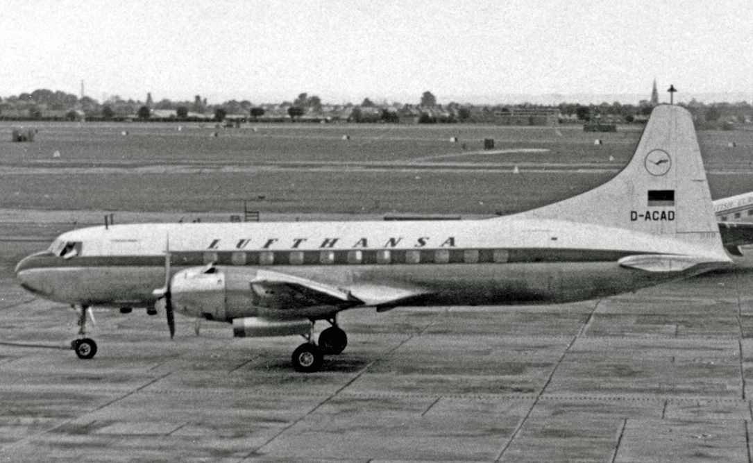 A Lufthansa Convair 340 at London Heathrow Airport in 1955.