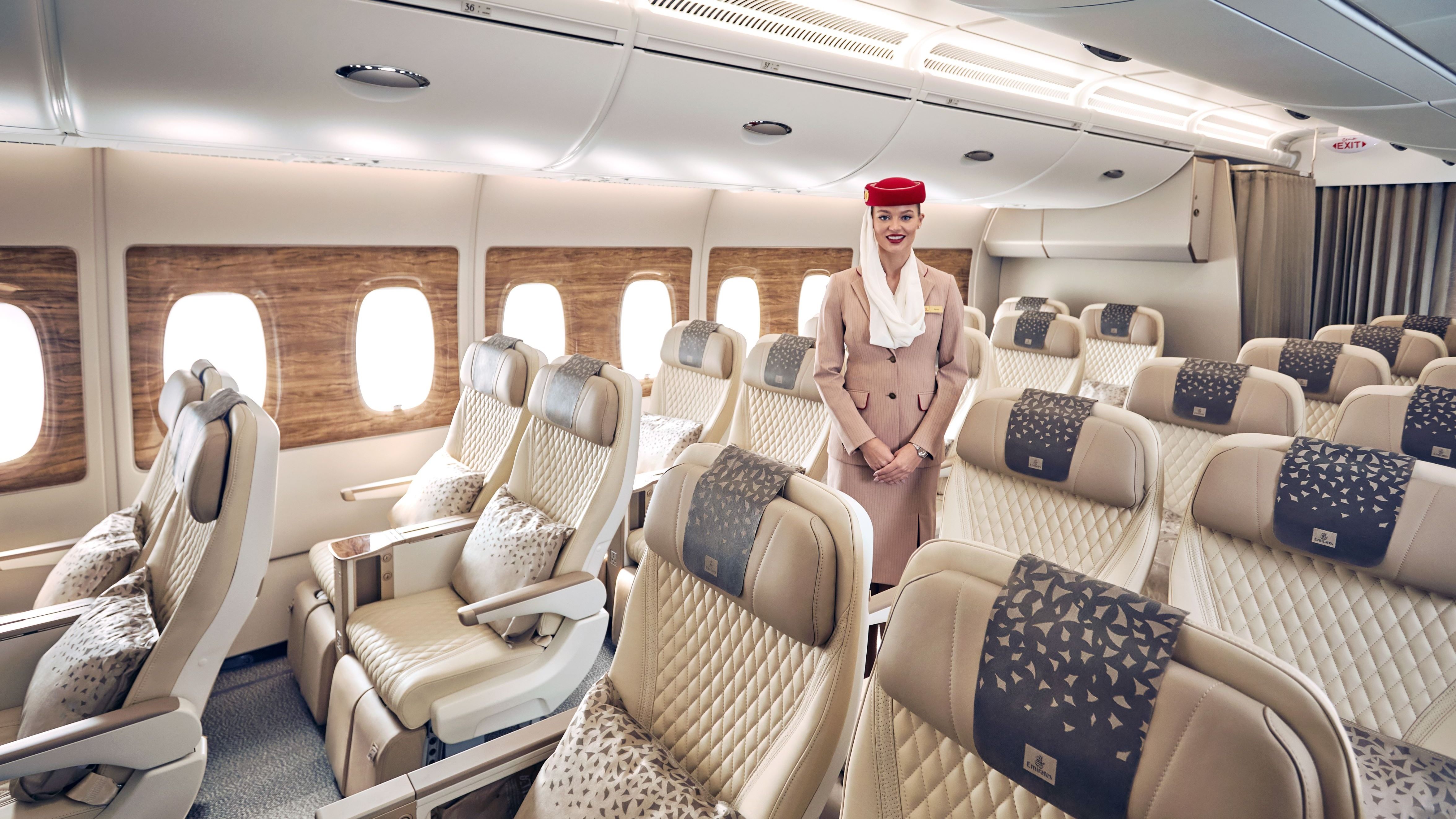 Emirates premium economy cabin