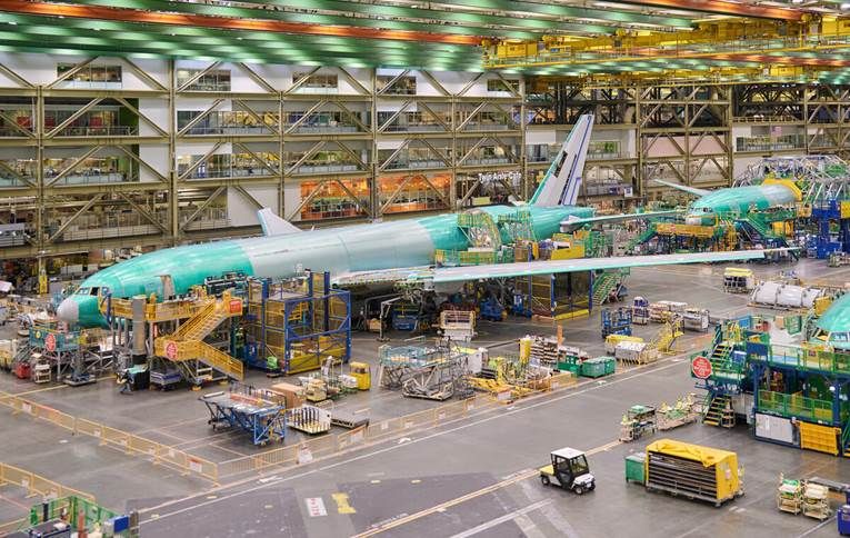 Boeing 777 production line in Everett, Washington