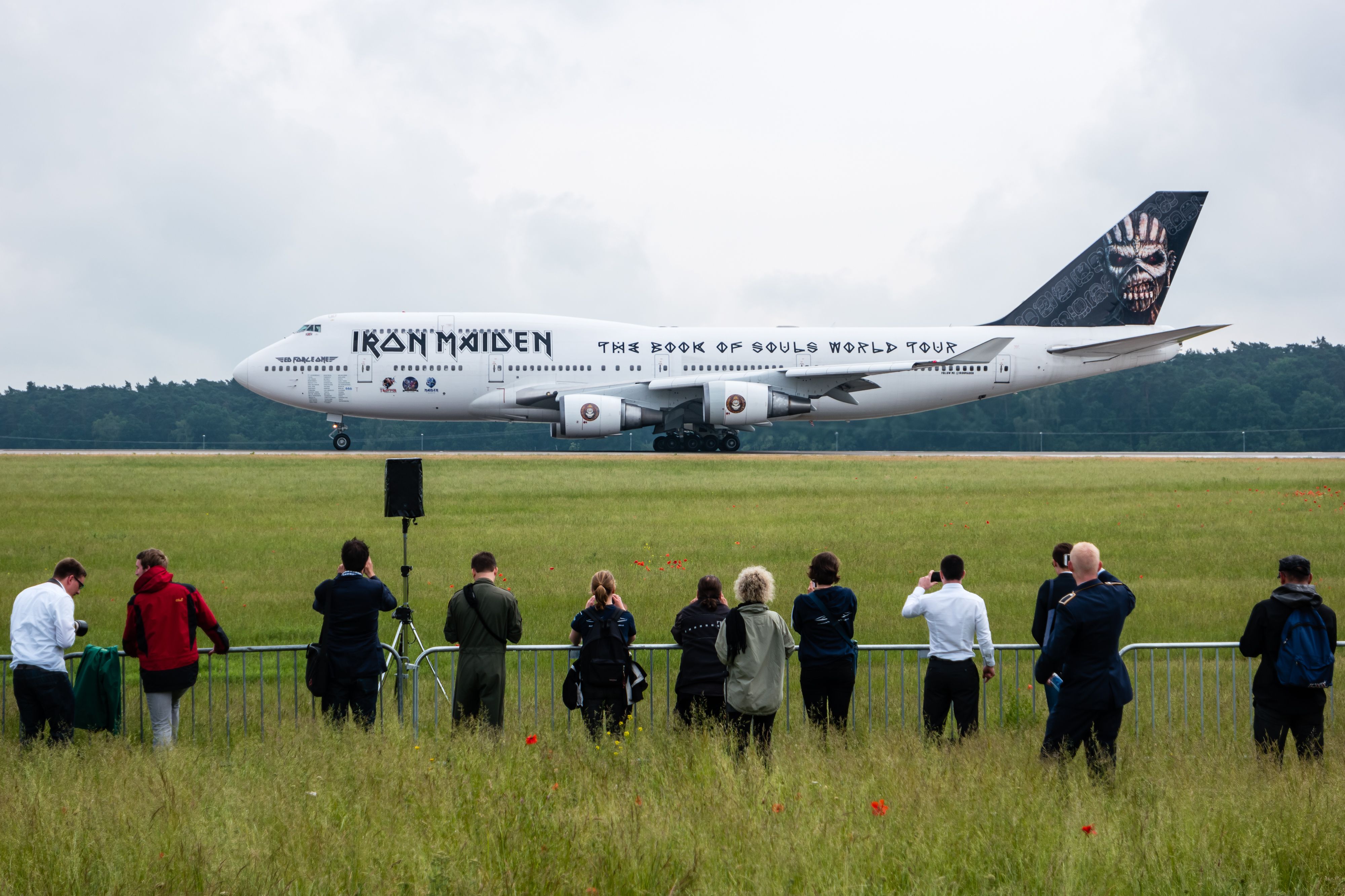 Iron Maiden's Boeing 747 Ed Force One seen in a runway in 2016 