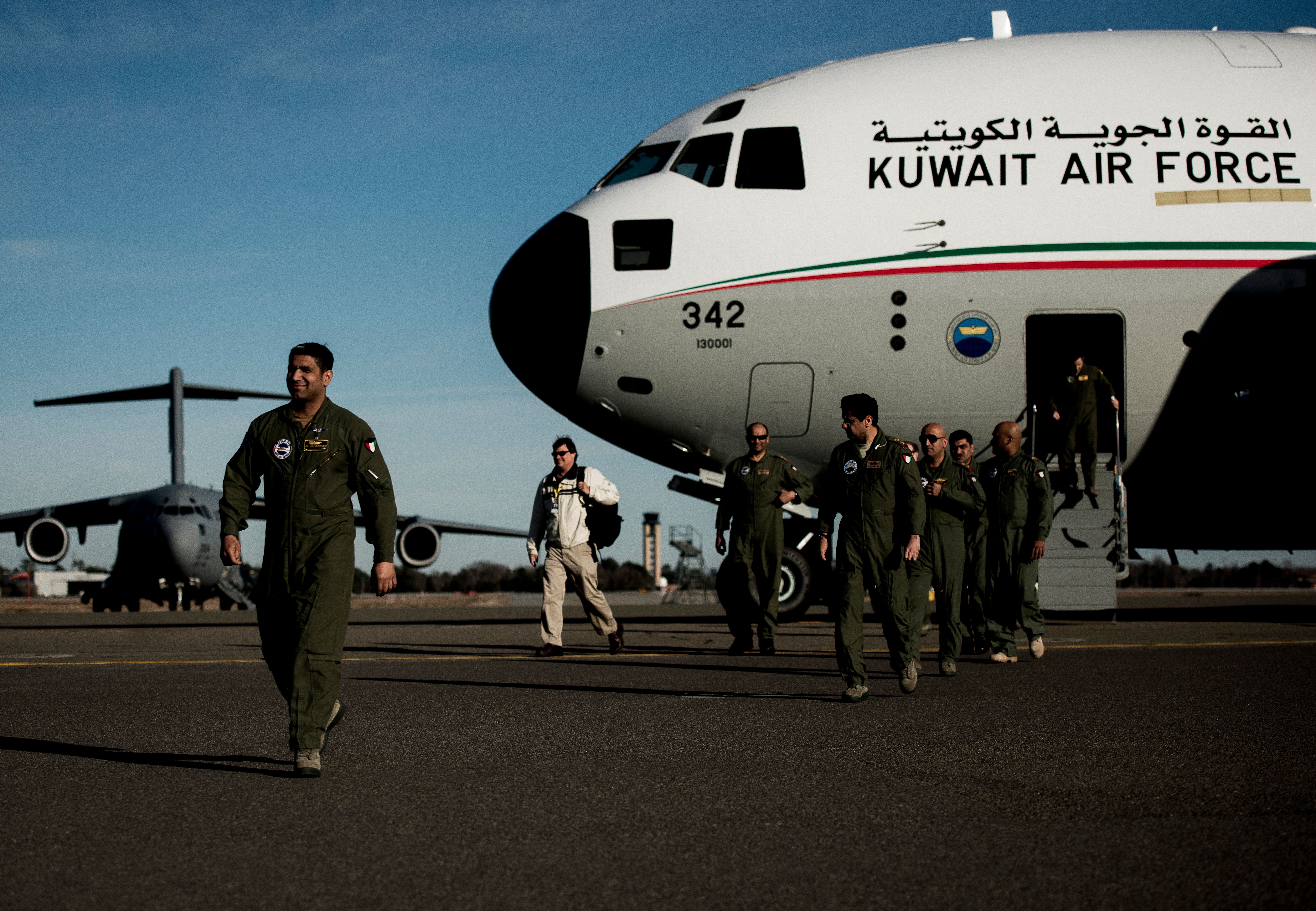 A Kuwait Air Force C-17 Globemaster III at Joint Base Charleston Air Base.