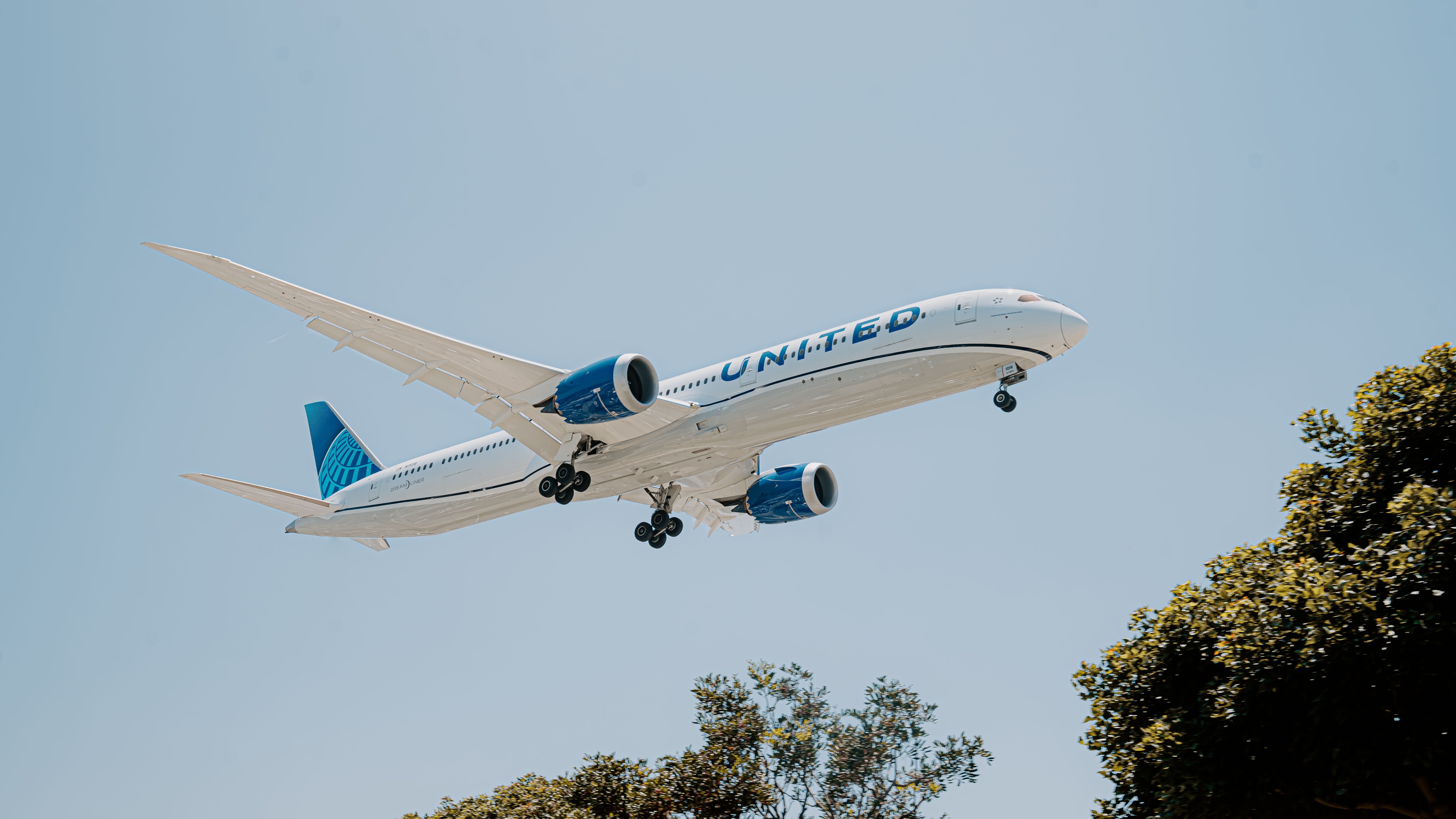 A United Airlines Boeing 787-10 about to land at LAX.