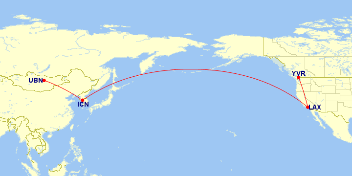 map with route from vancouver to ulaanbaatar