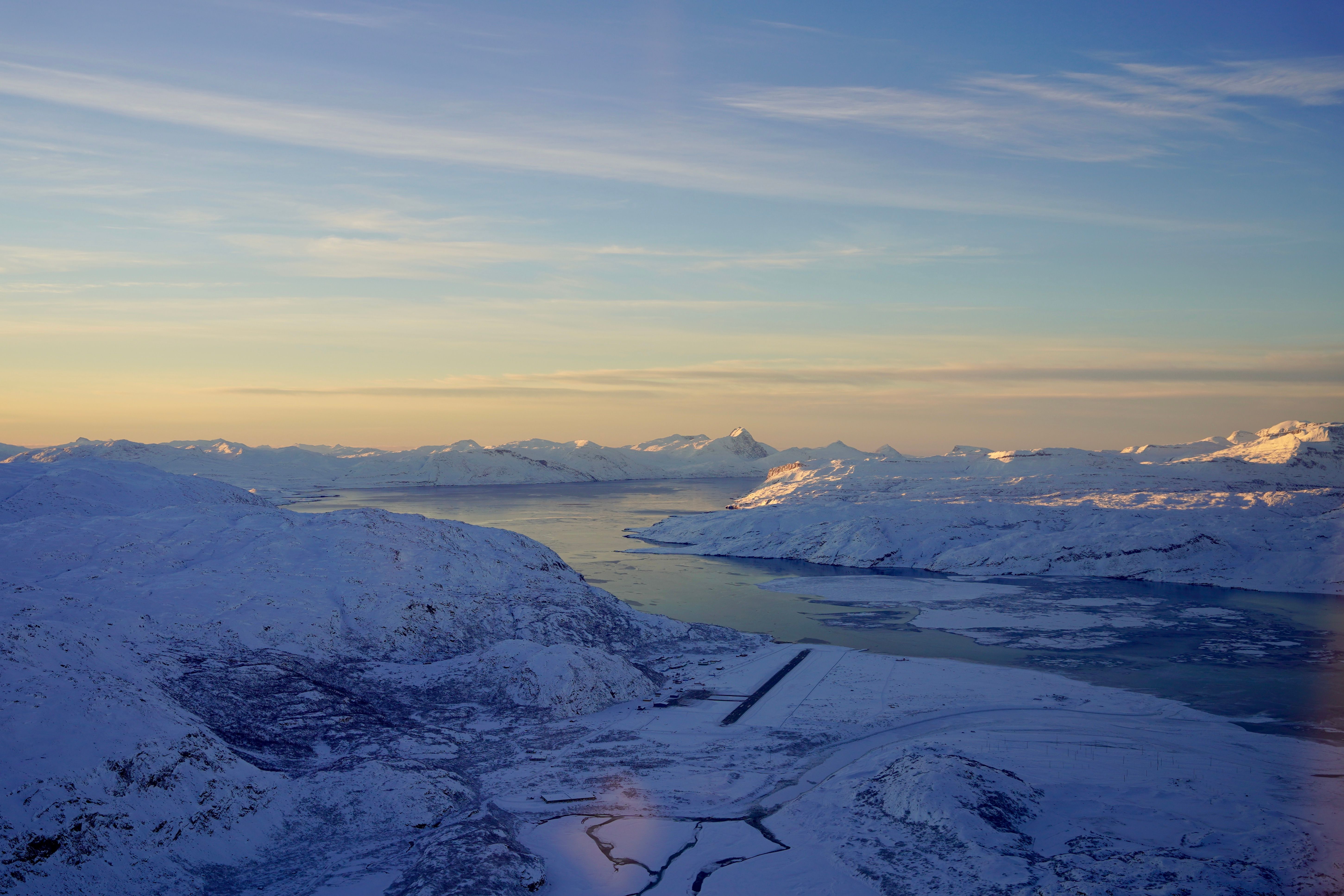 Narsarsuaq Airport surrounded by snow