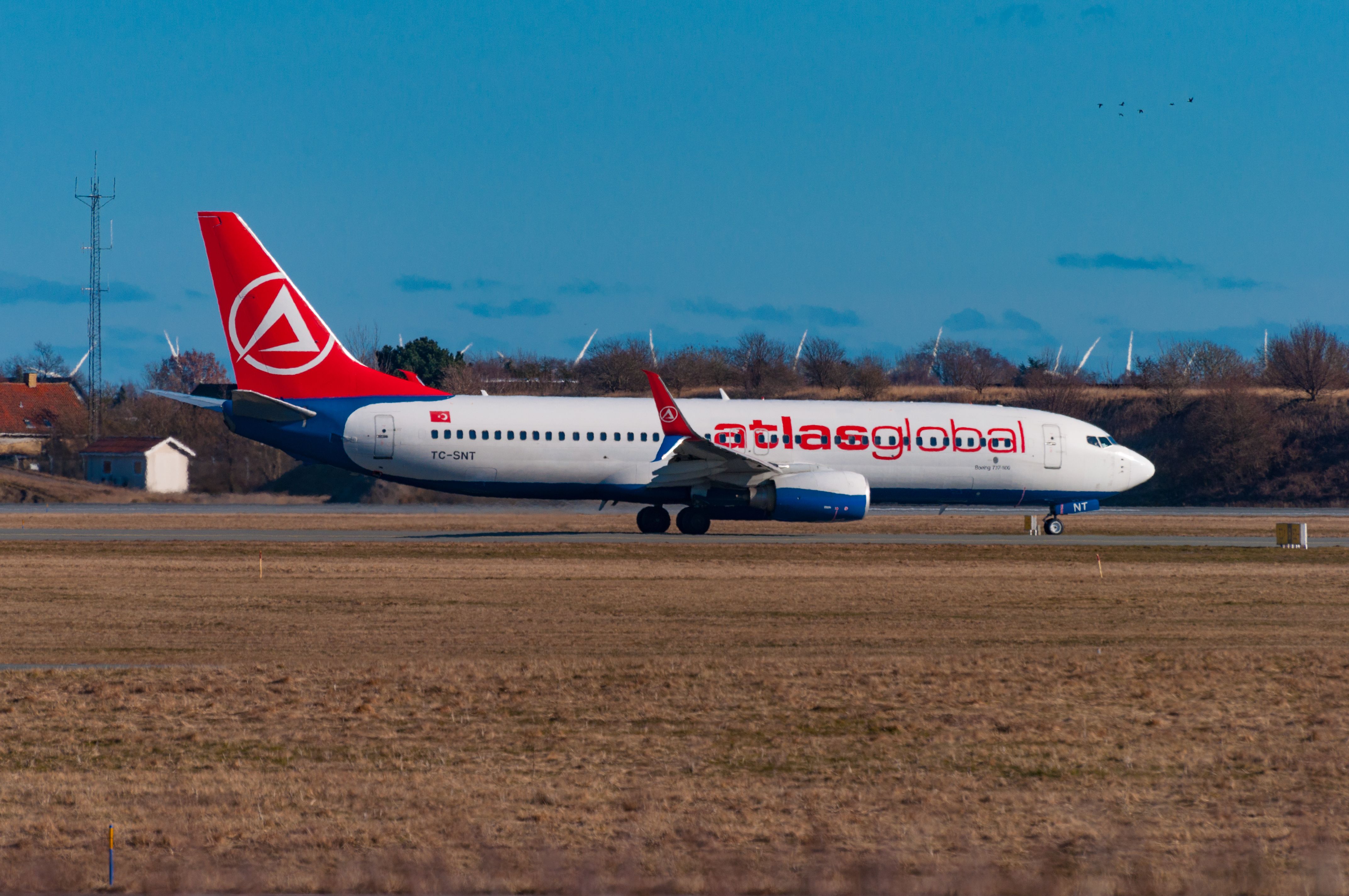 An AtlasGlobal Boeing 737 Taxiing In Copenhagen.