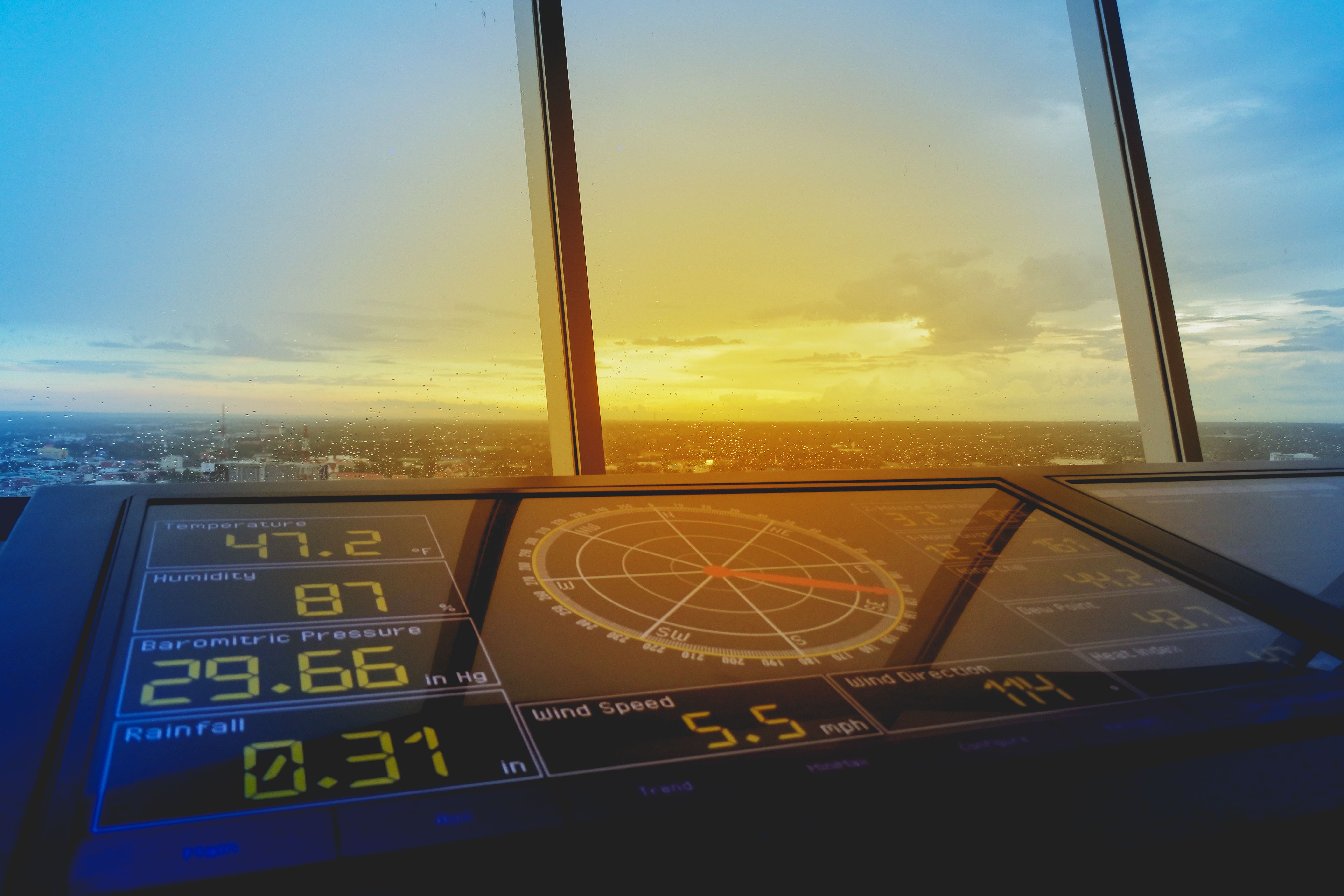 The weather display inside of an ATC tower.