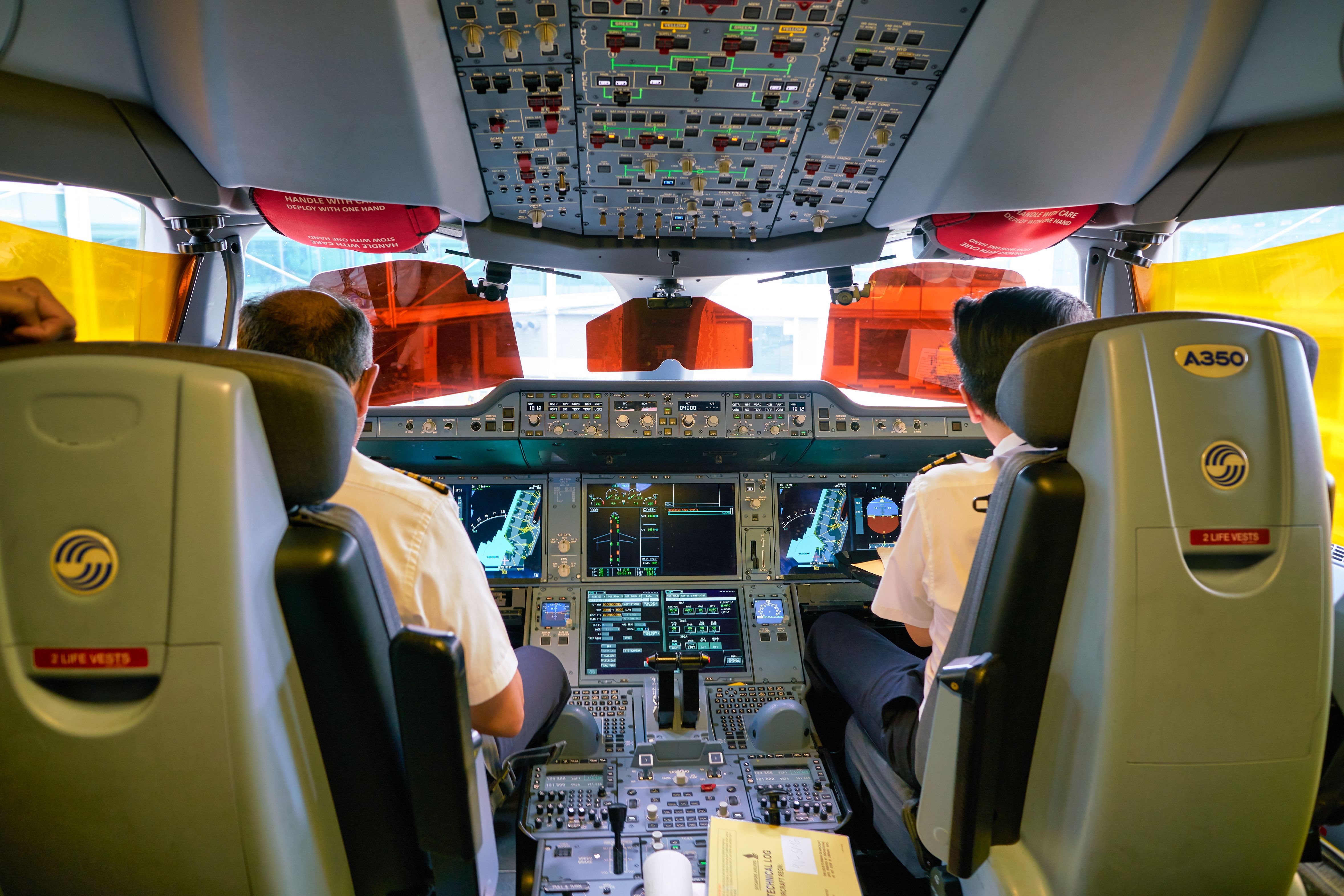 Inside the Cockpit of an Airbus A350.