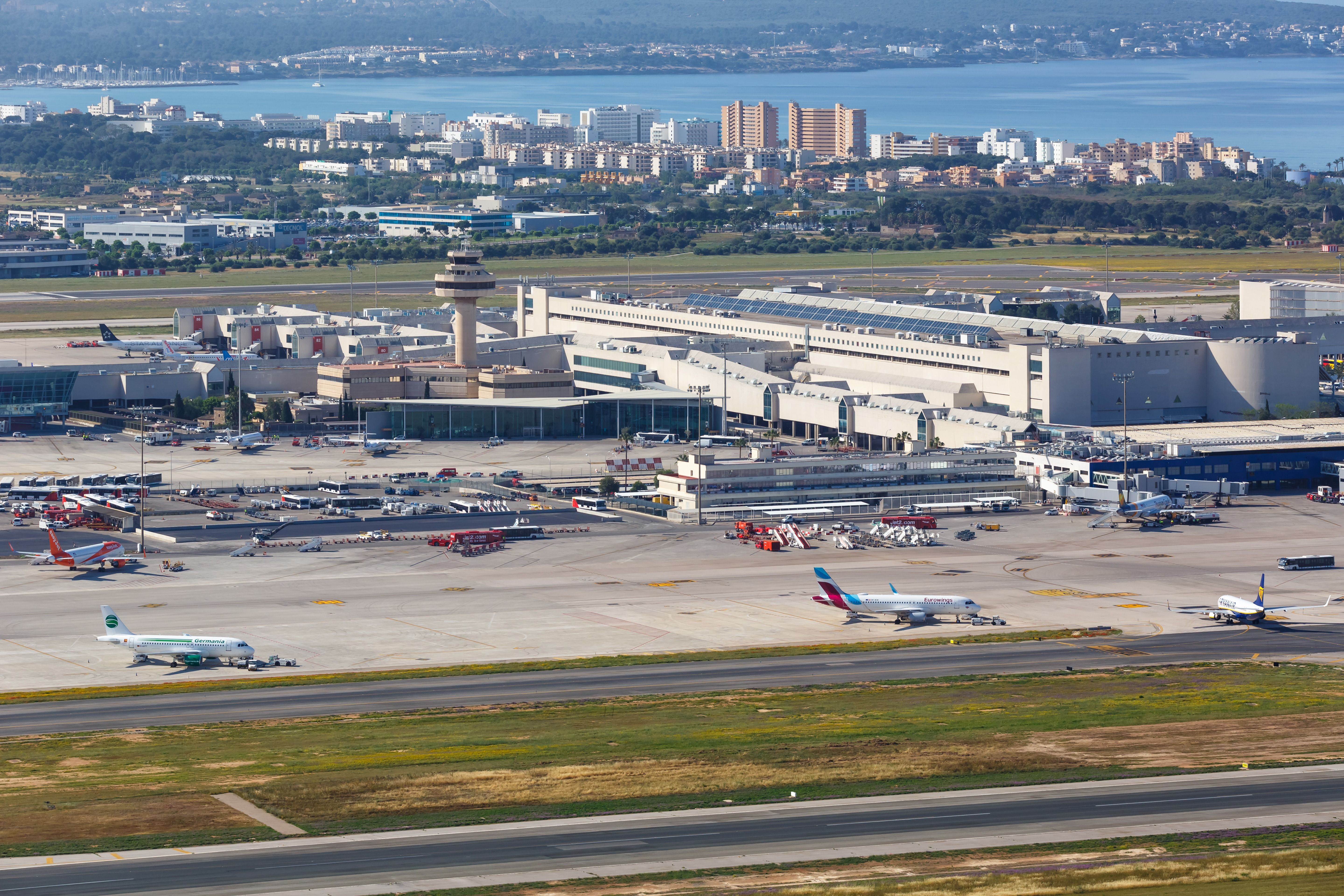 An Aerial view of Palma de Mallorca airport.