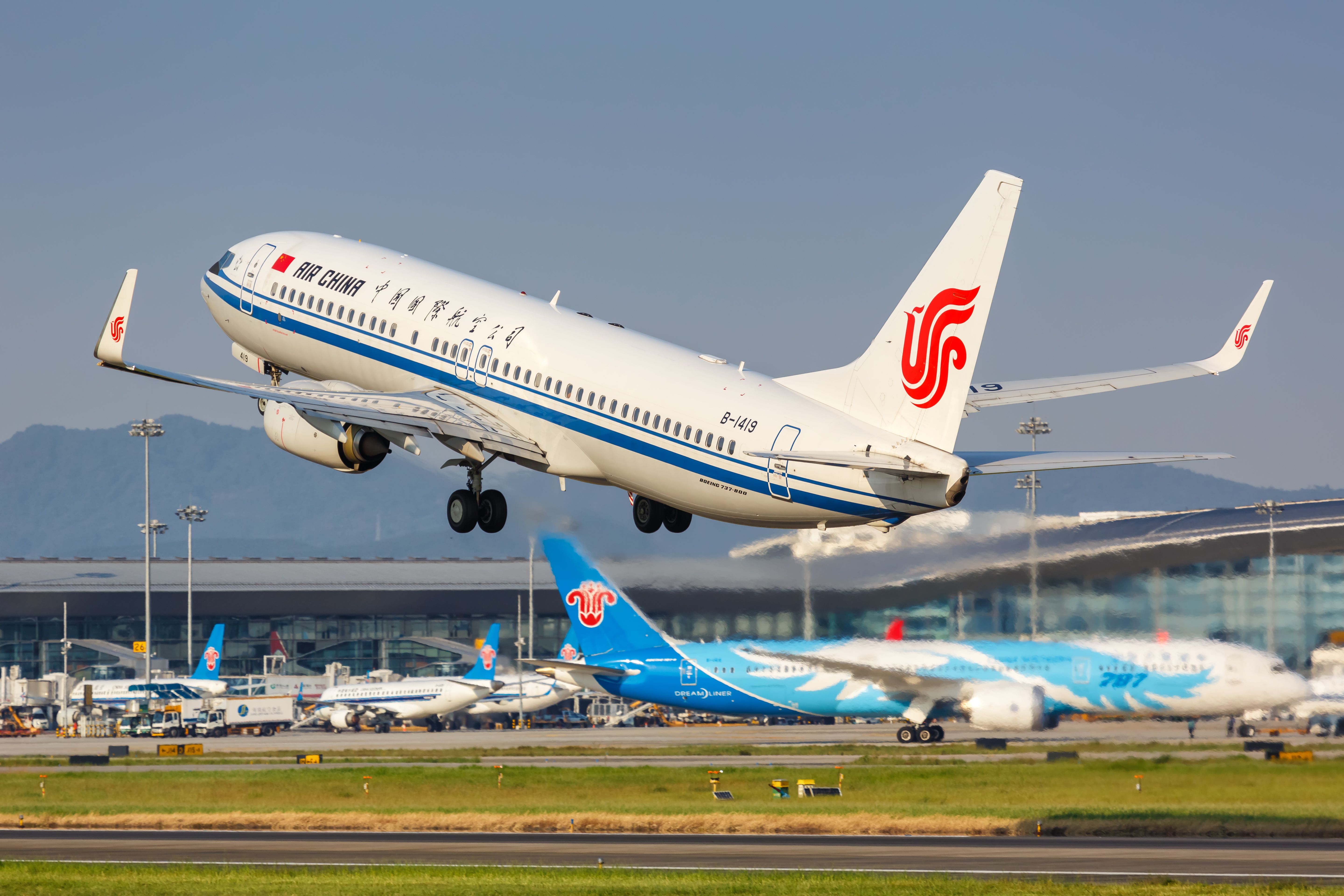 Air China Boeing 737-800 airplane at Guangzhou Baiyun Airport