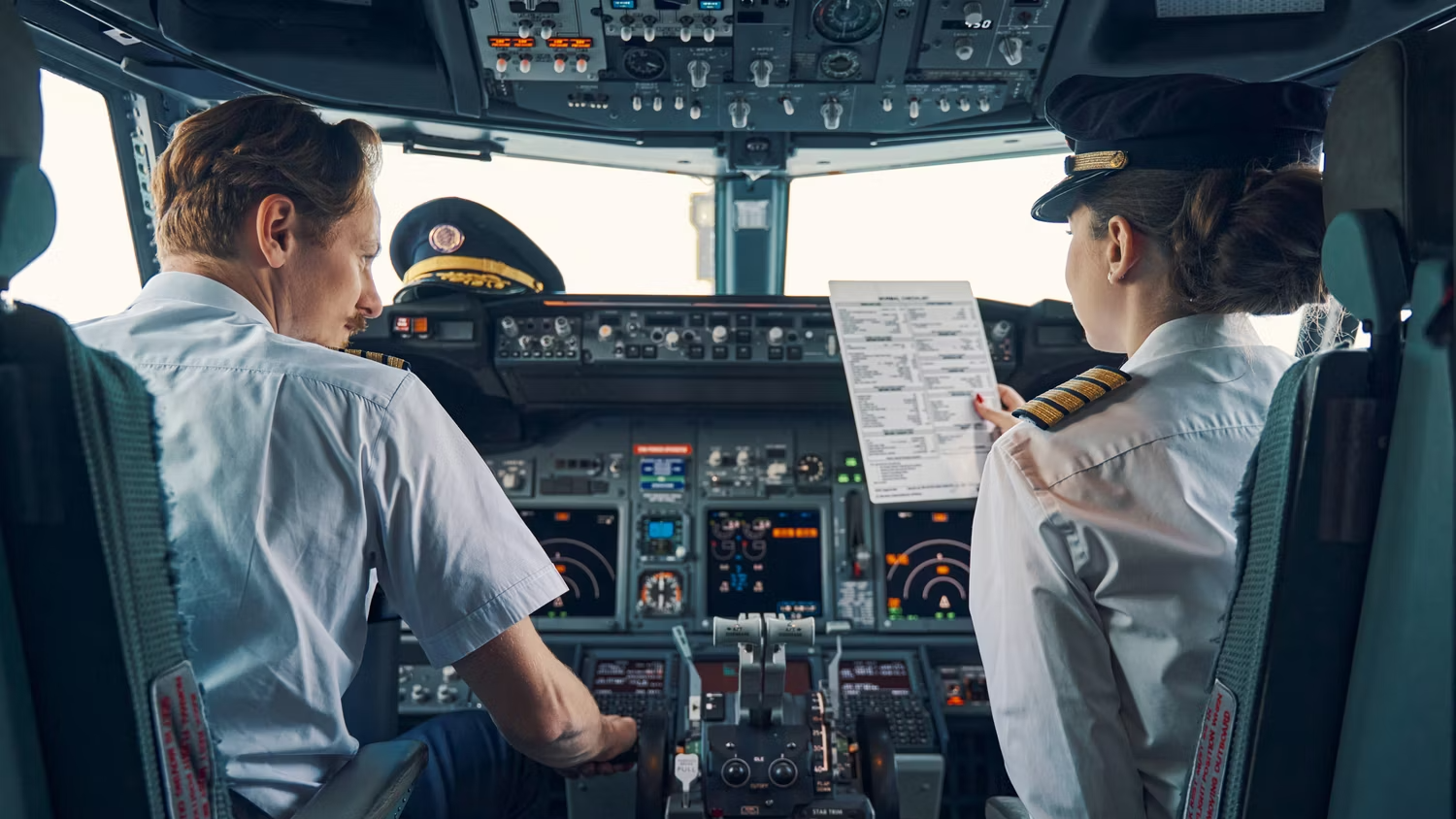Pilots Preparing In Cockpit