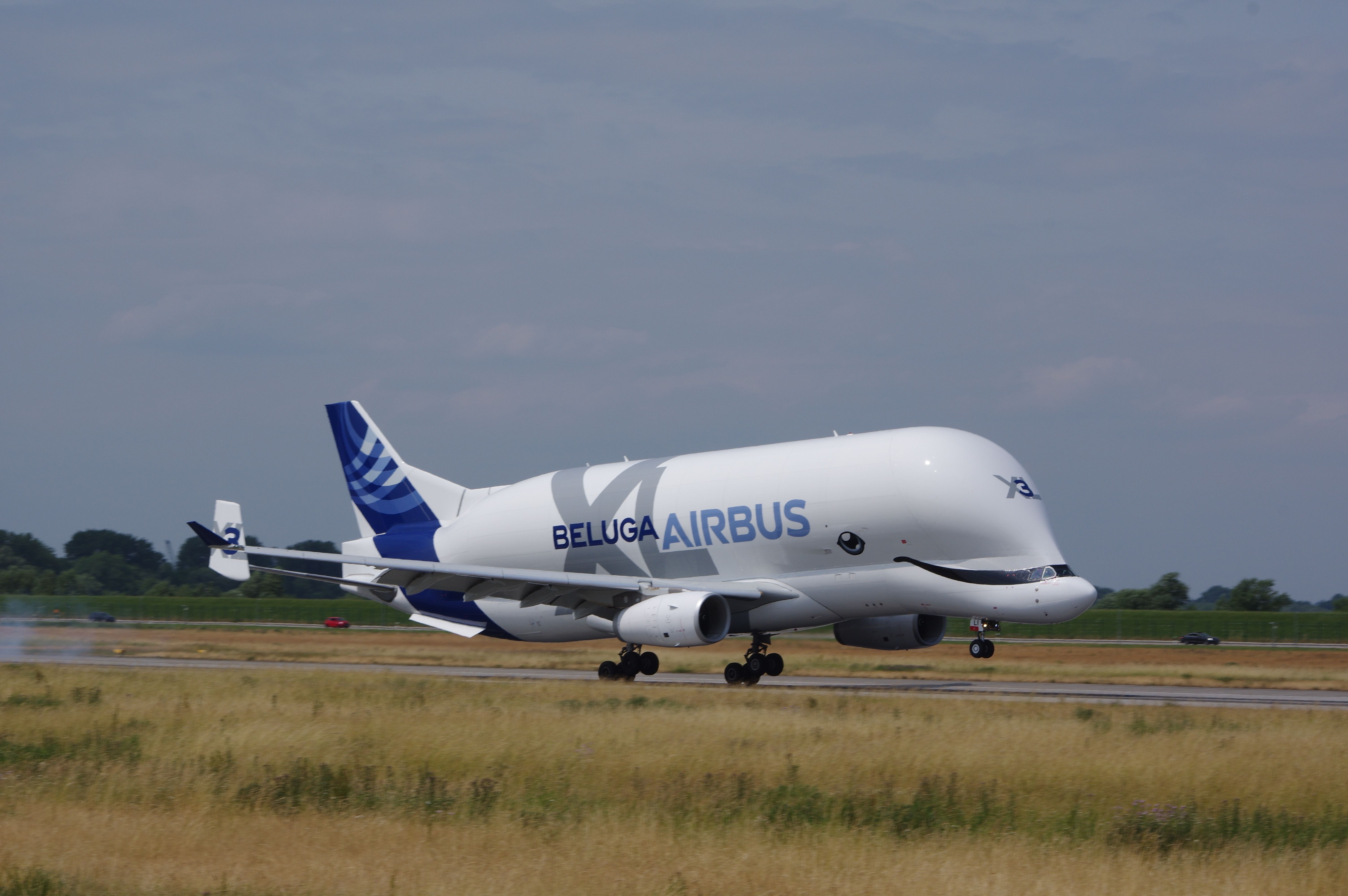 Airbus BelugaXL taxiing at an airport