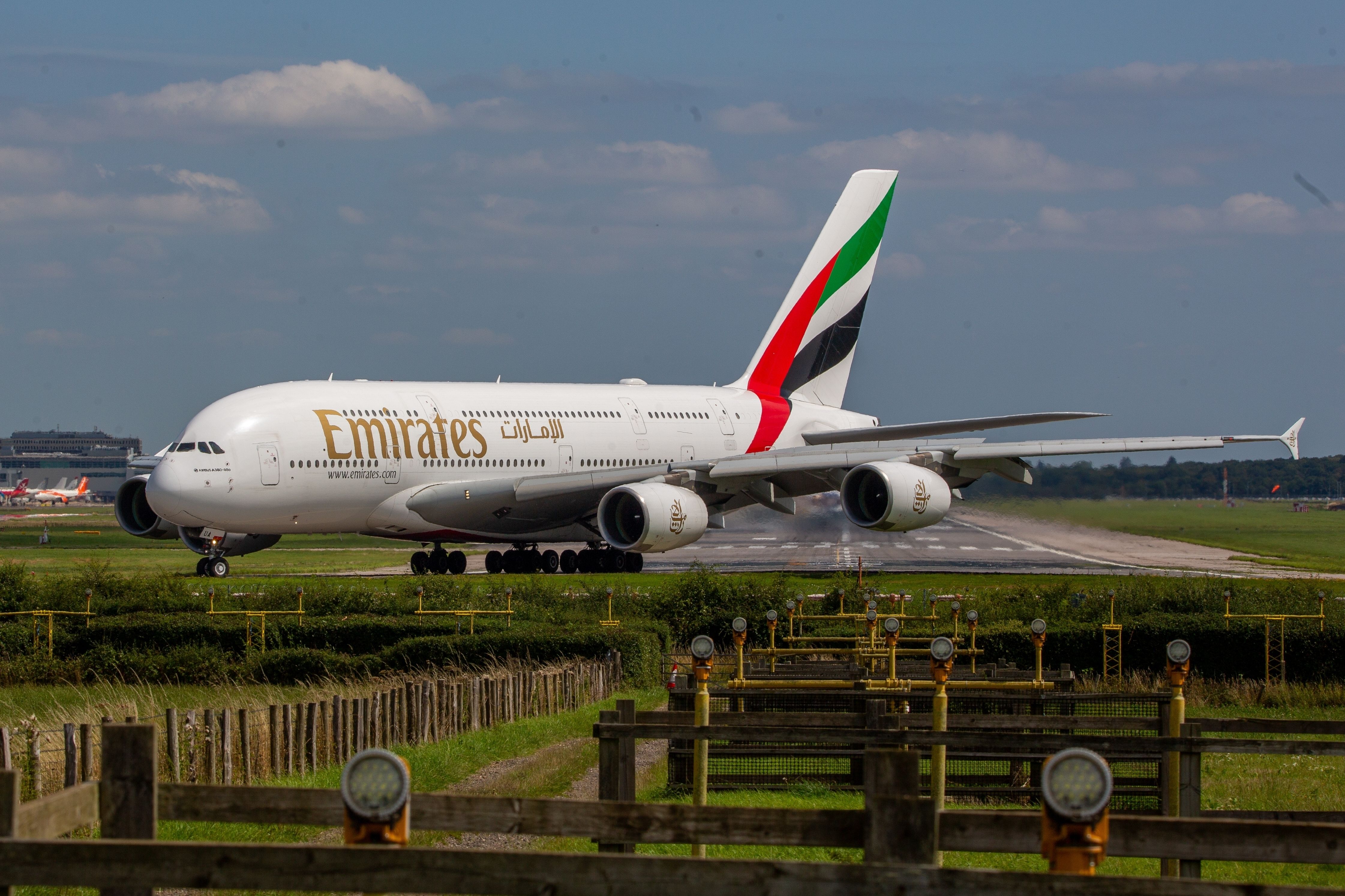 Emirates Airbus A380 At London Gatwick