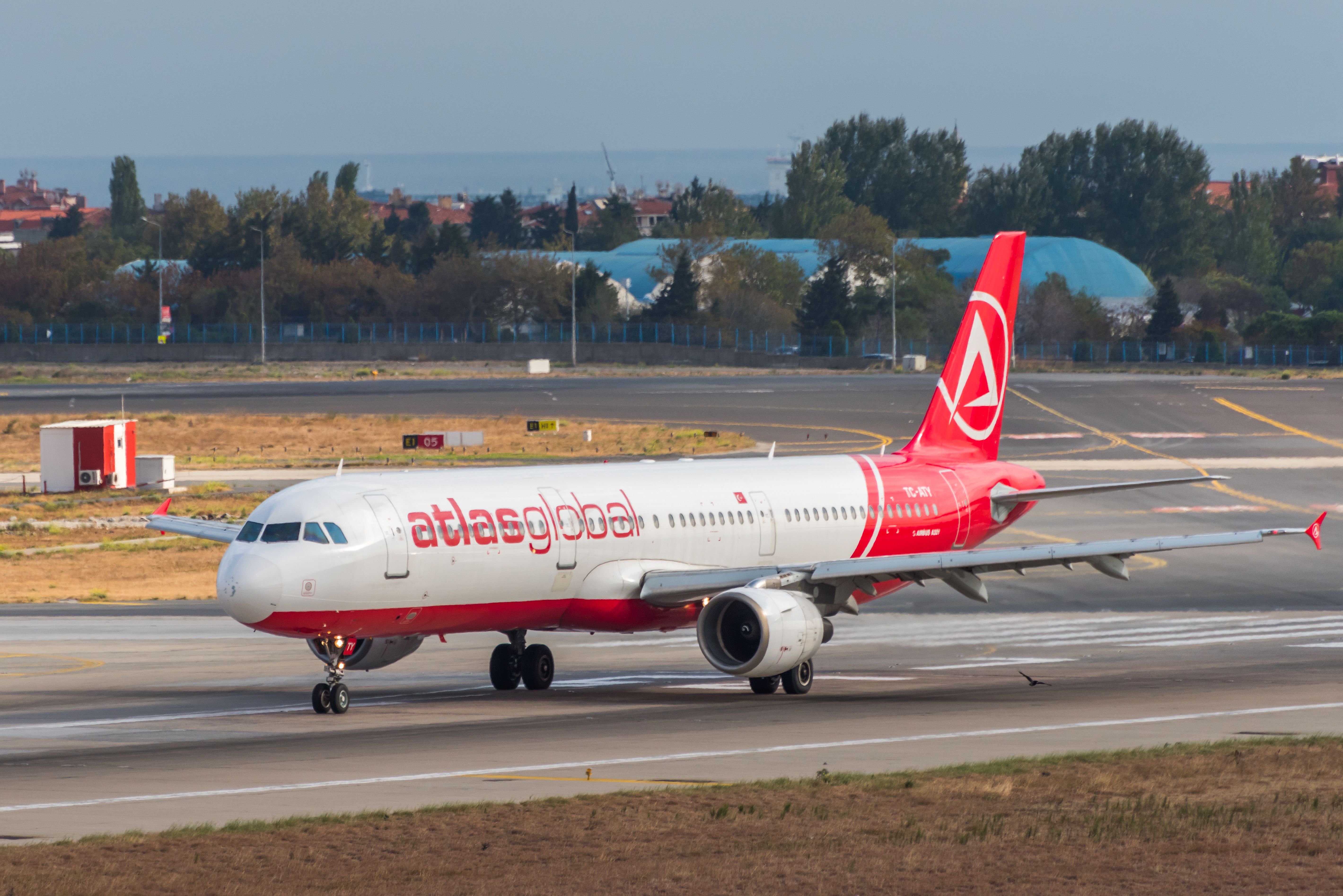 An AtlasGlobal Airbus A321 On The Runway In Istanbul.