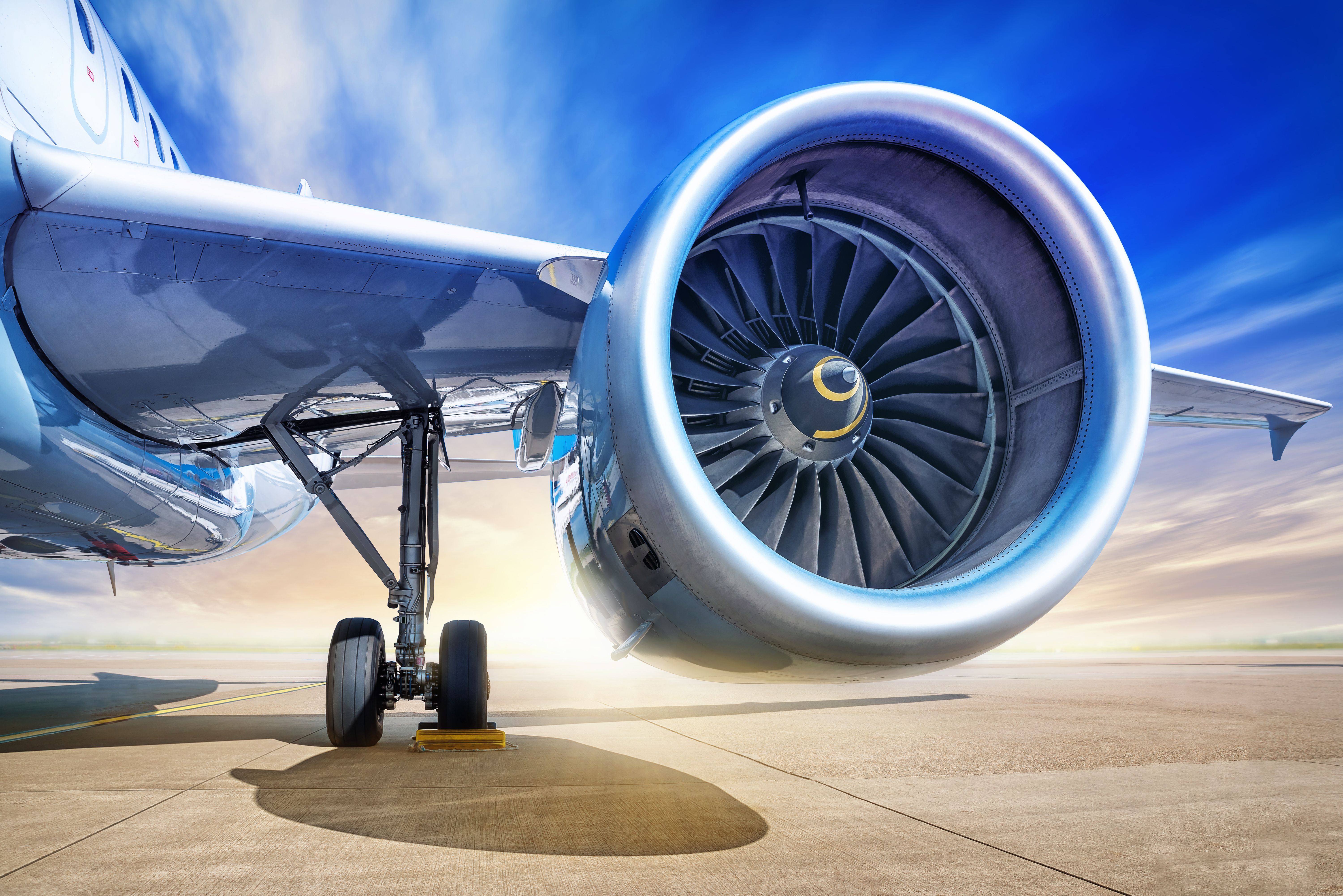 A closeup of a jet engine.