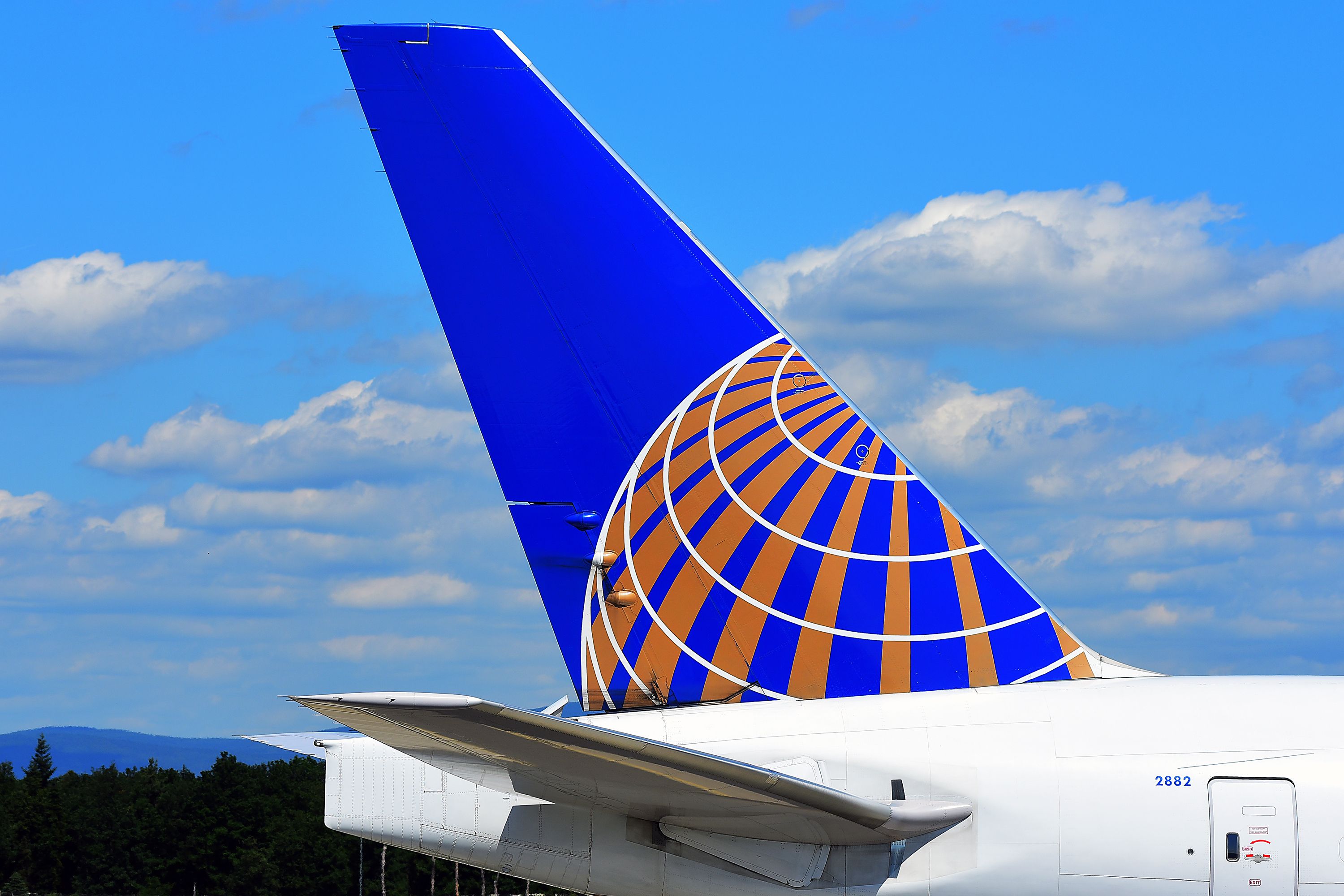 The tail of a United Airlines Aircraft.