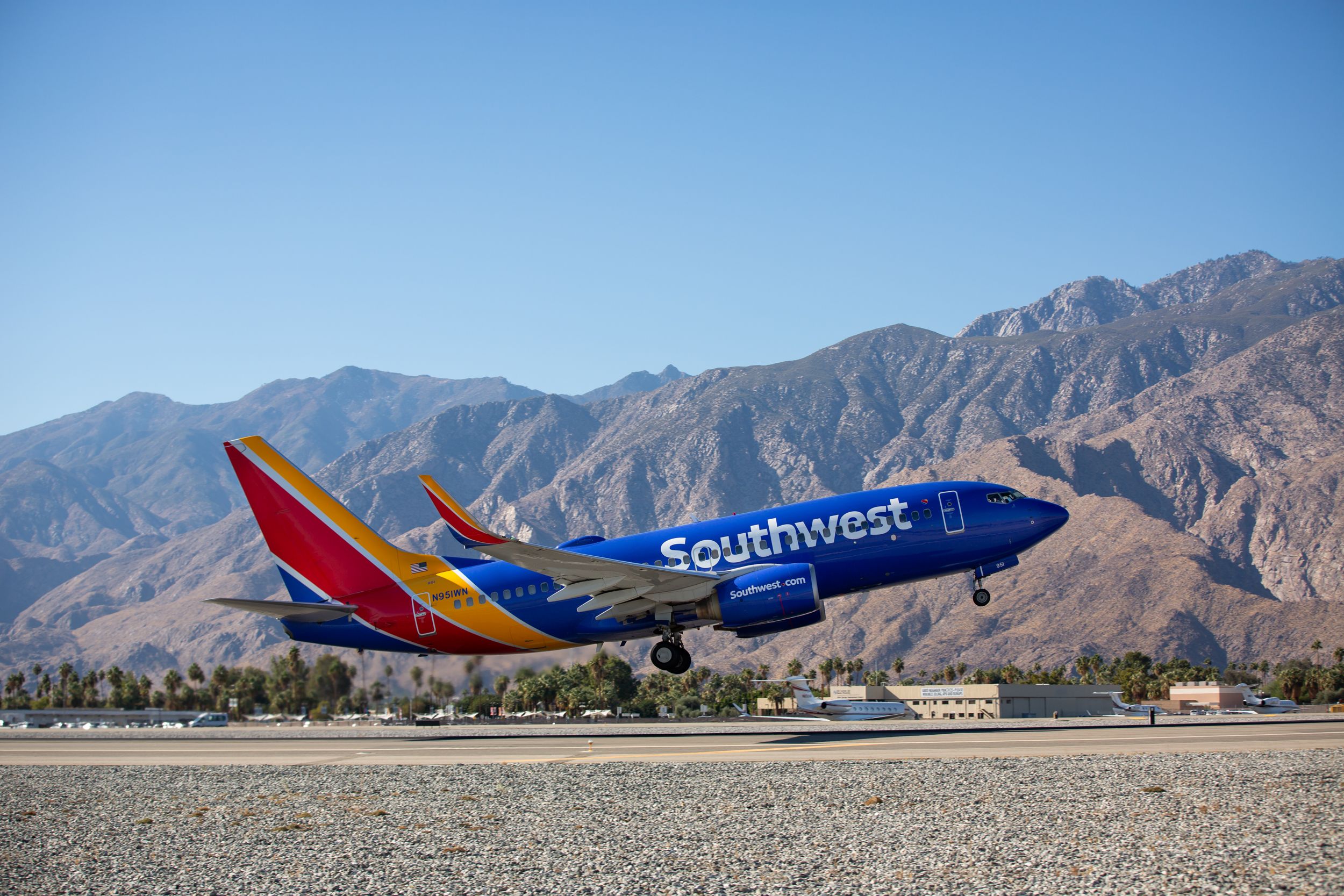 A Southwest Airlines Boeing 737 taking off.