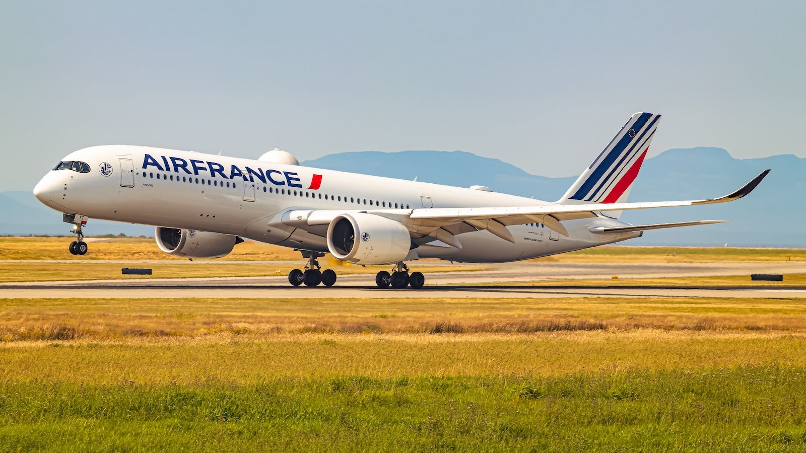 An Air france A350 about to take off.