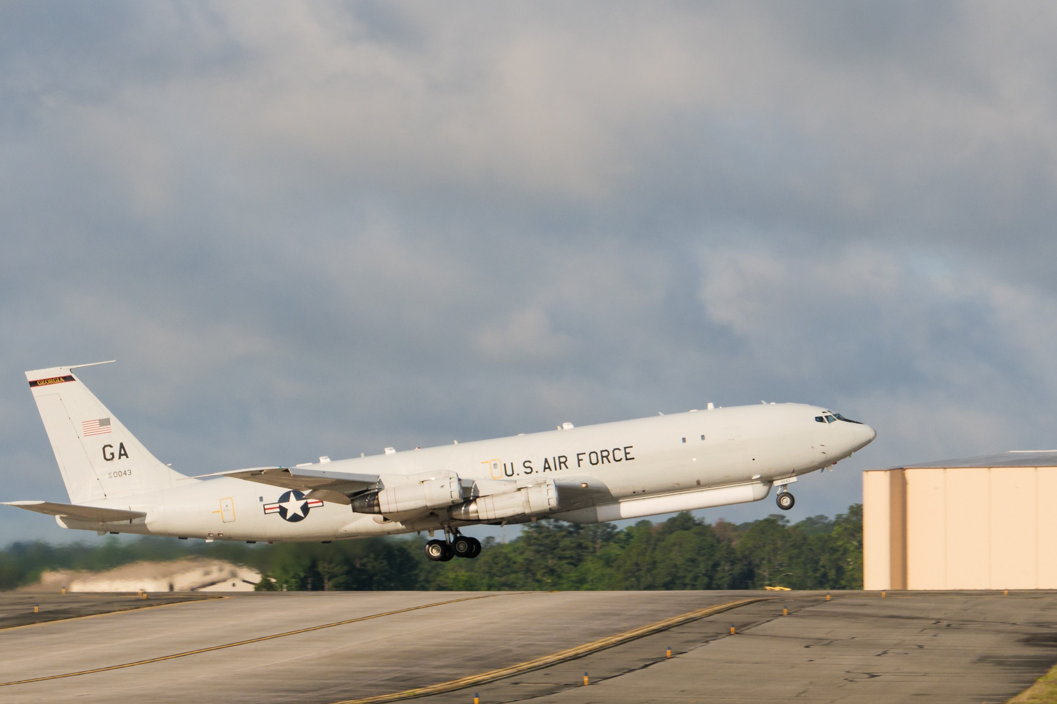 The E-8C Joint STARS taking off from Robins Air Force Base.