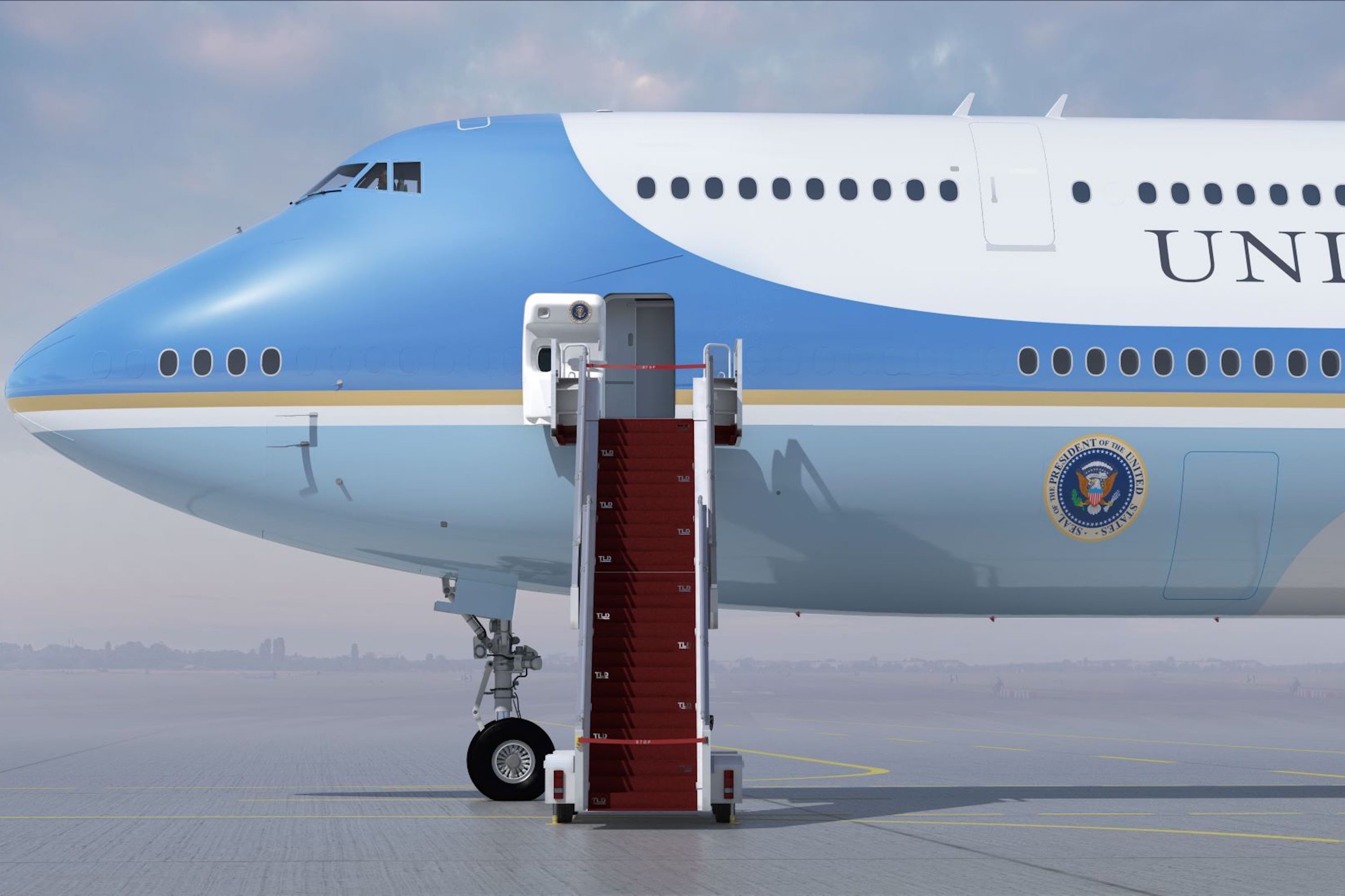 A closeup render of the new Air Force One VC-25B.