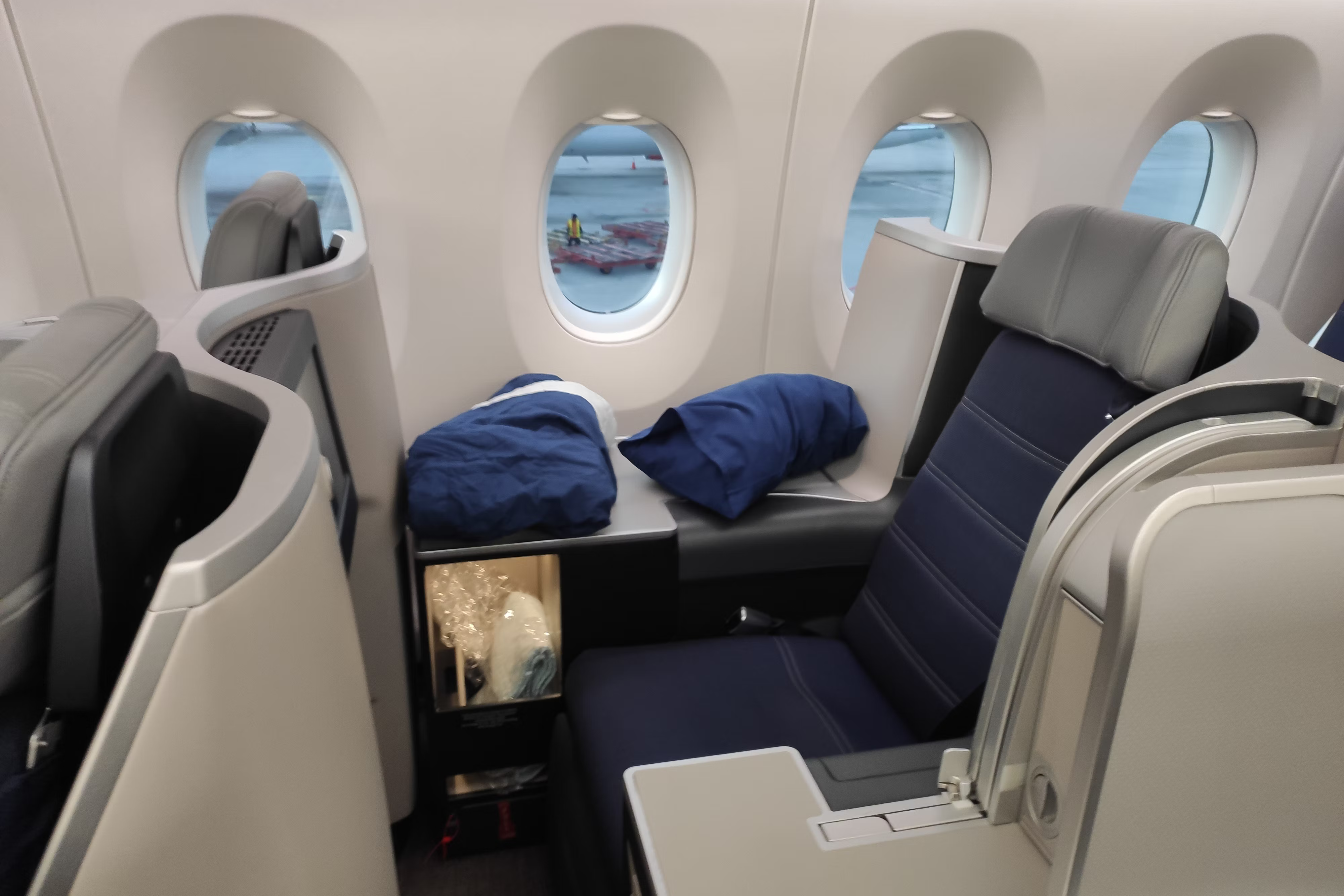 A Malaysia Airlines Airbus A350 business class seat.