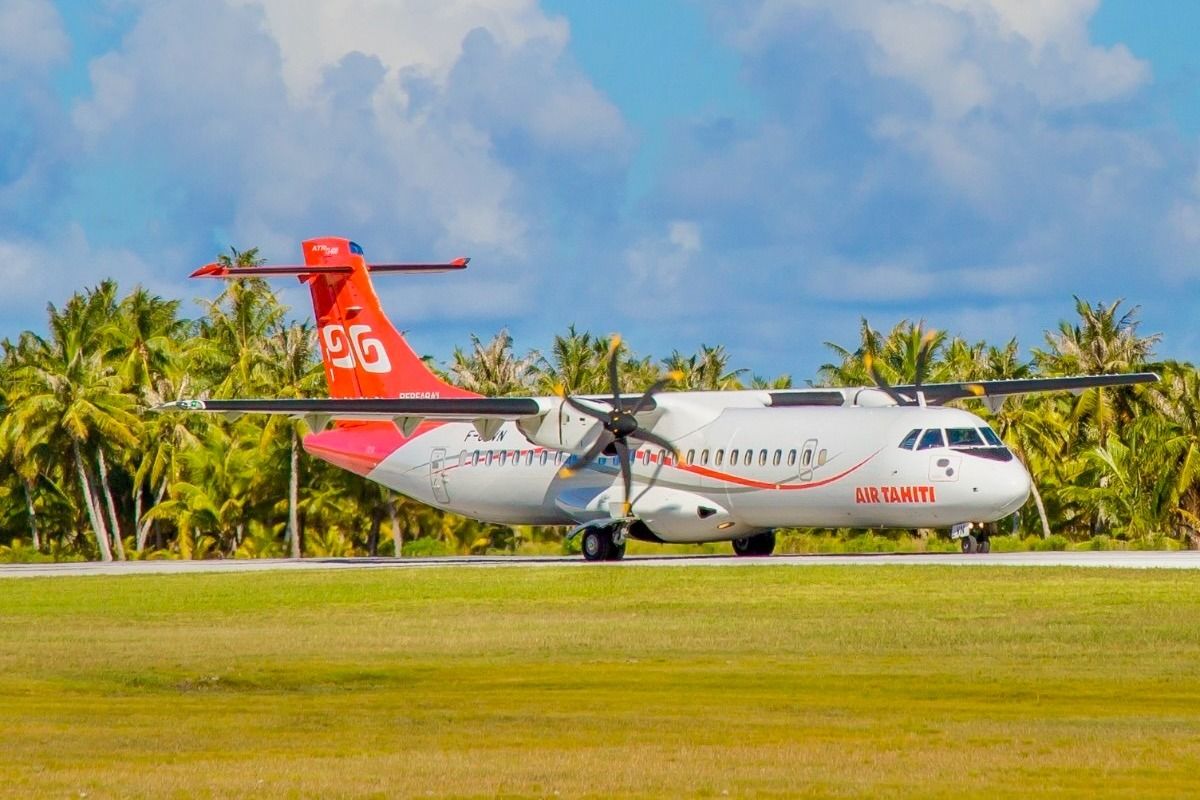 Air Tahiti ATR turboprop aircraft on the ground.