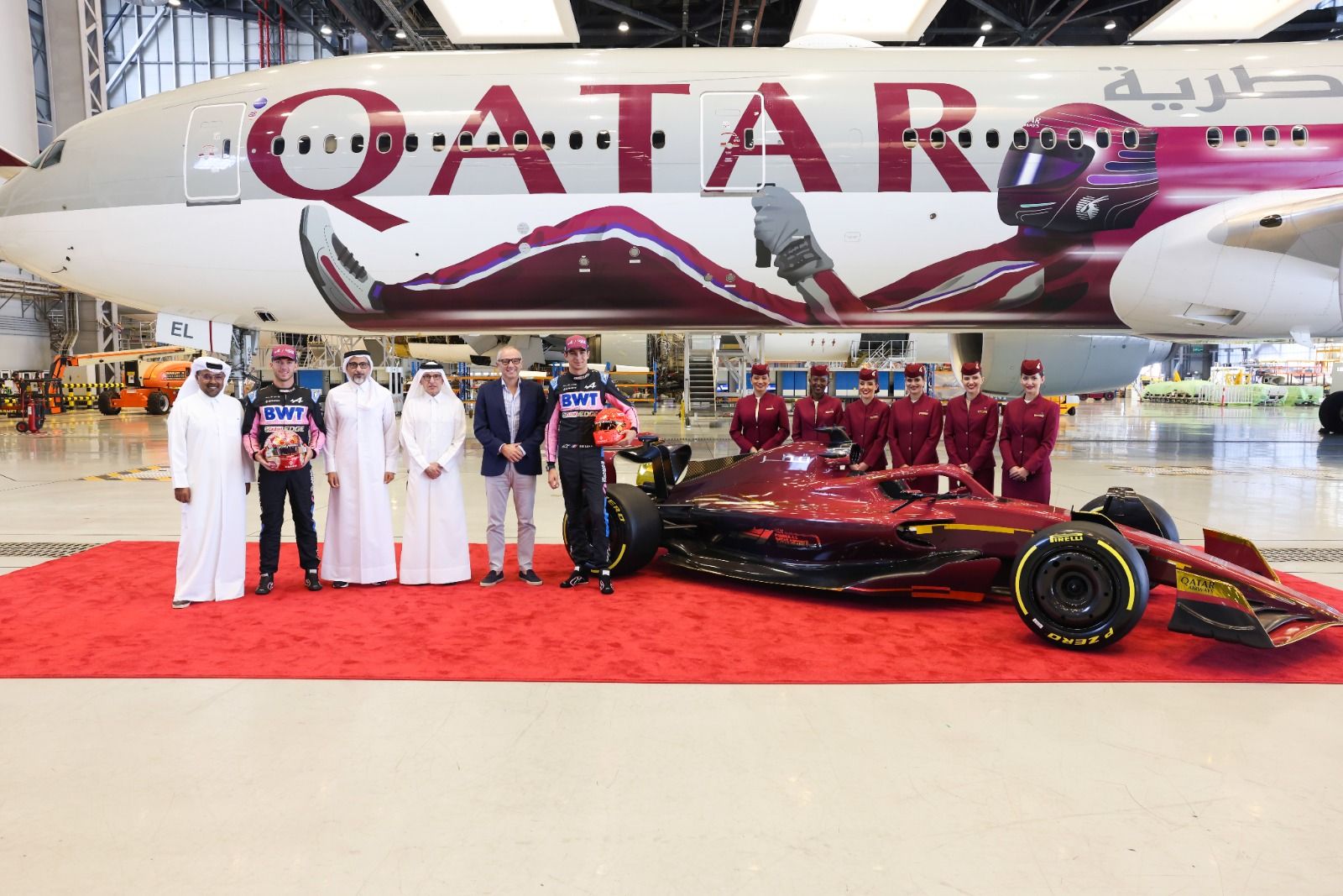 Qatar Airways and Alpine F1 team at Doha Hammad International Airport