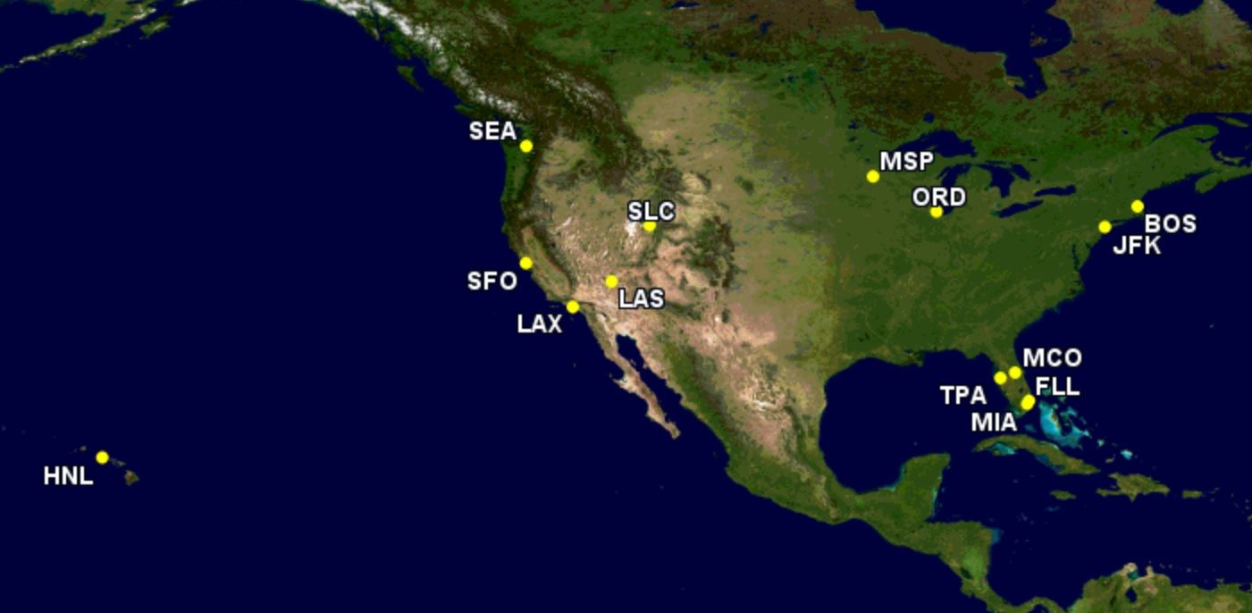 A330neo airport map US