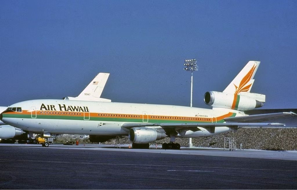 An Air Hawaii McDonnell Douglas DC-10 parked at an airport.