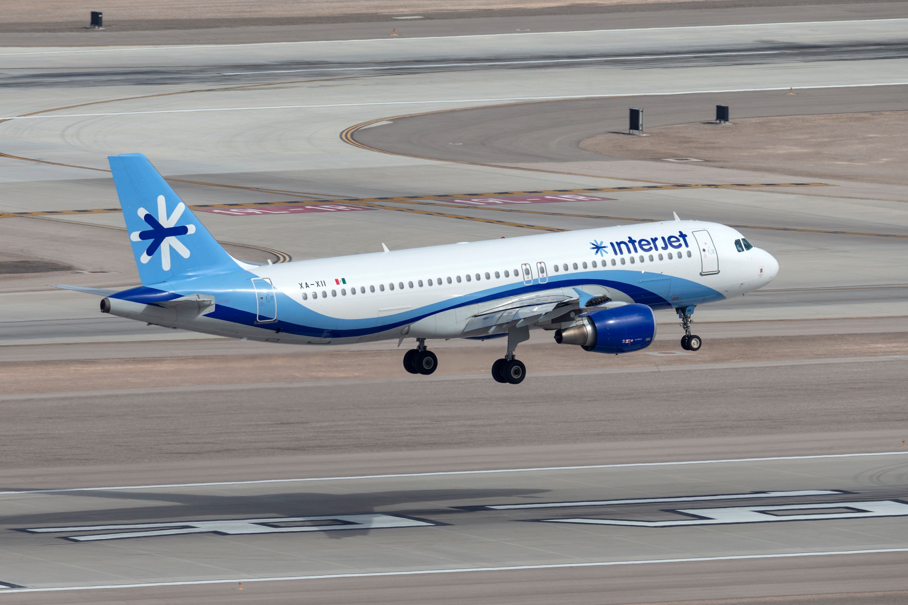 An Interjet aircraft about to land in Las Vegas.