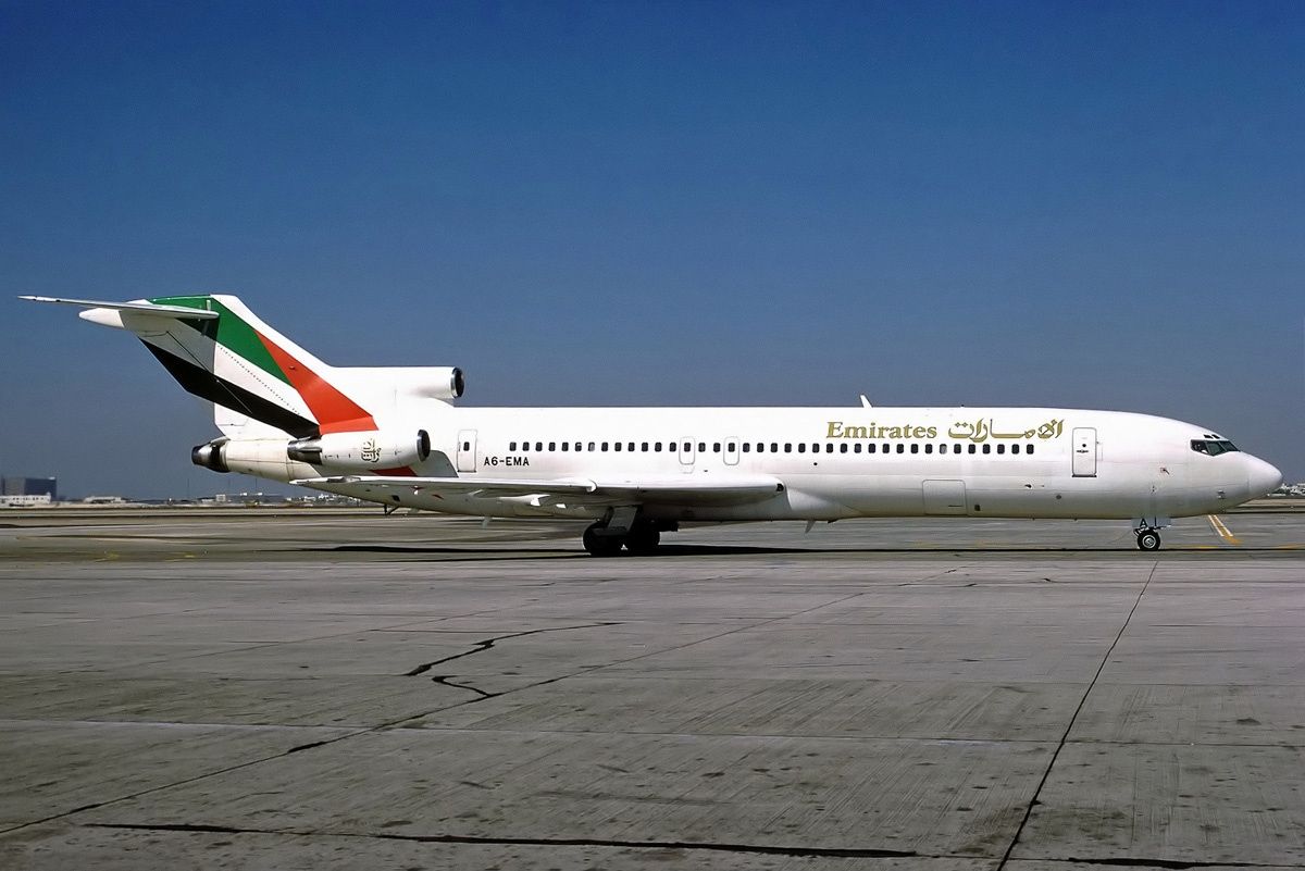 An Emirates Boeing 727 Parked In Dubai.