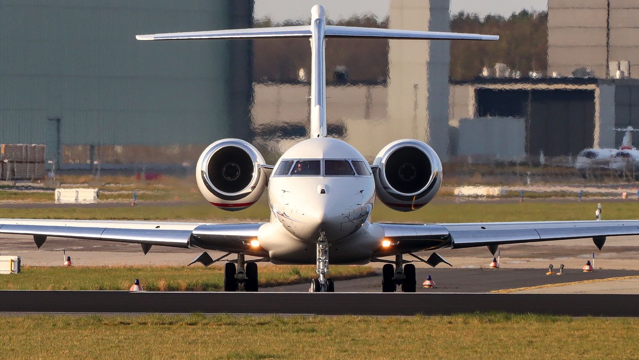 A Bombardier Global Express 7500 on a taxiway.
