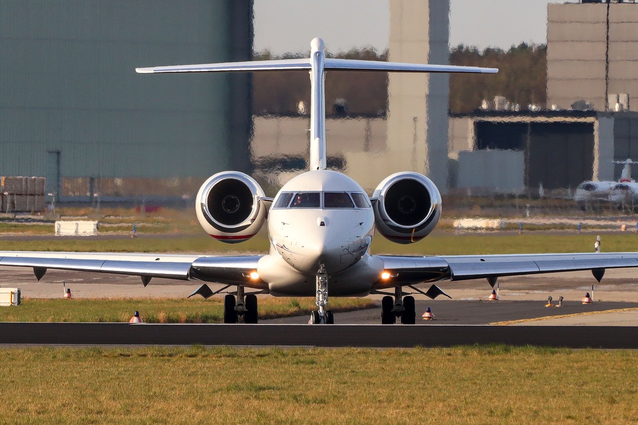 A Bombardier Global Express 7500 on an airport apron.
