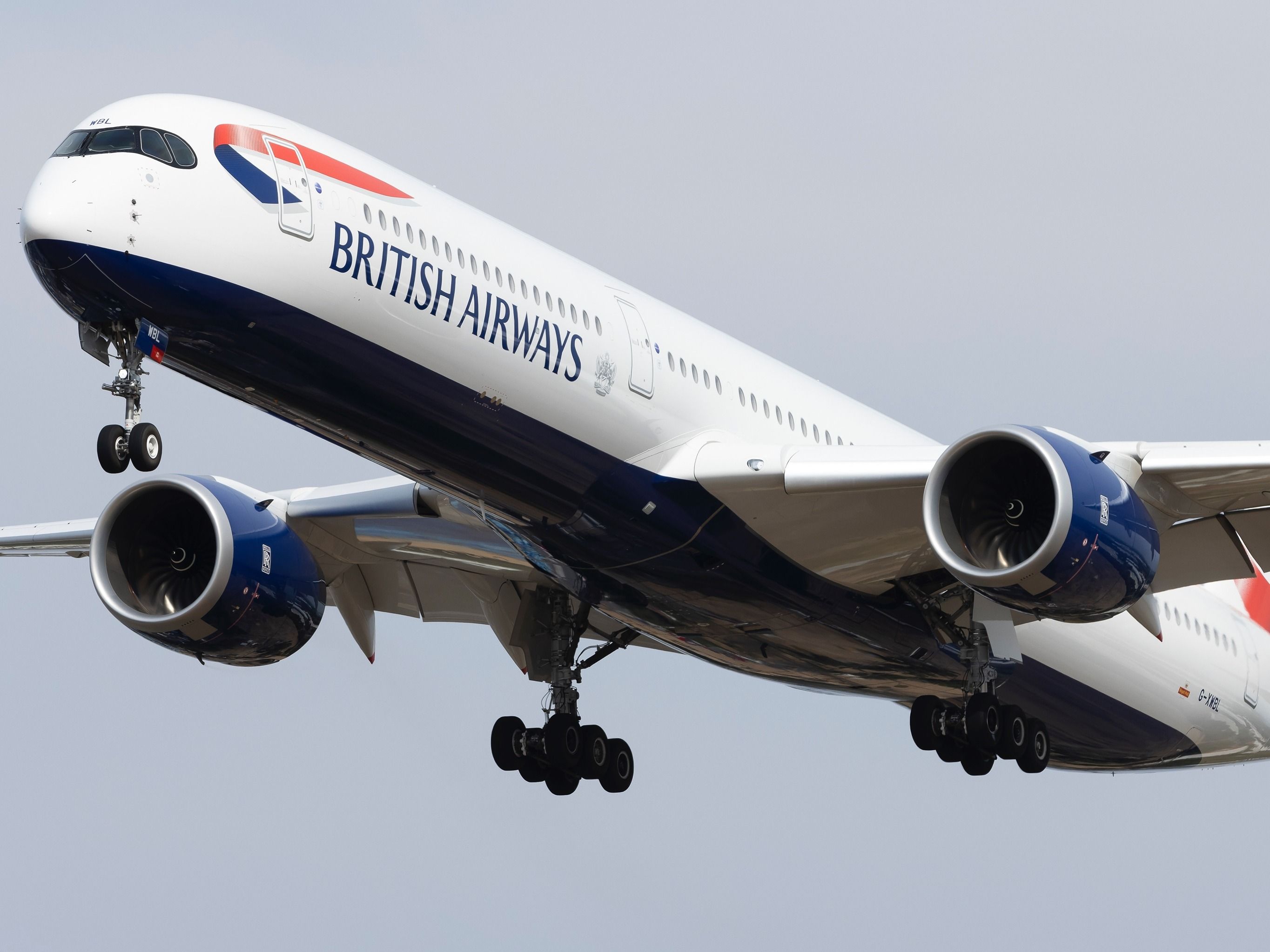 British Airways Airbus A350-1000 landing at London Heathrow Airport