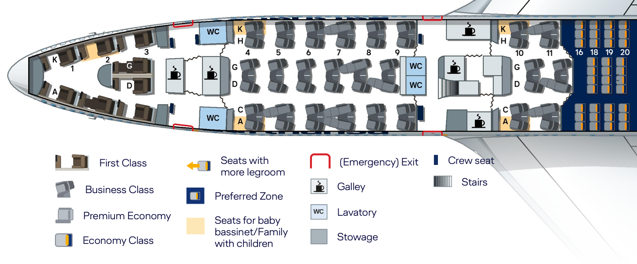 Lufthansa Boeing 747-8 Lower Deck Front Seat Map