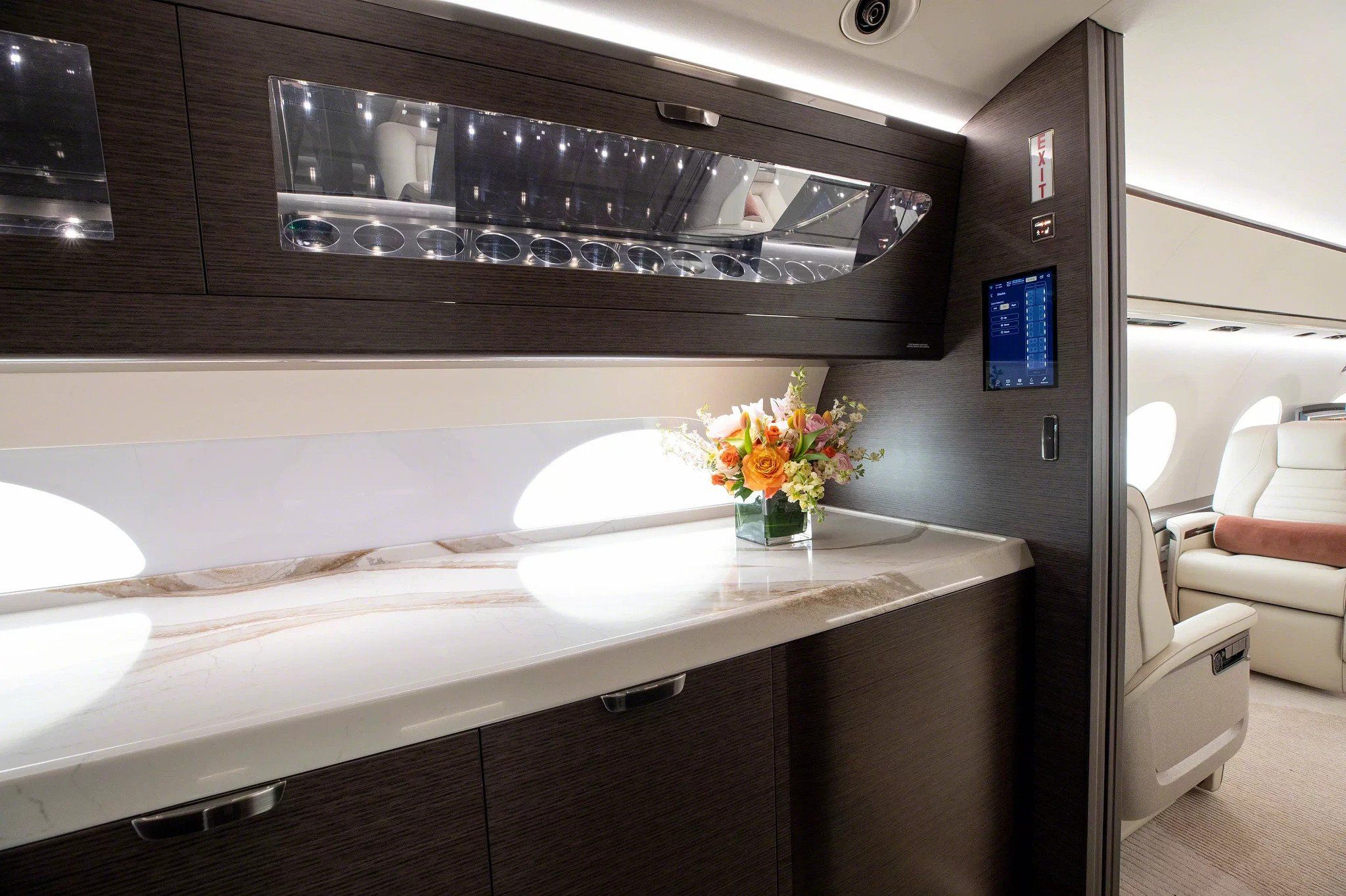 The galley area of a Gulfstream G700.