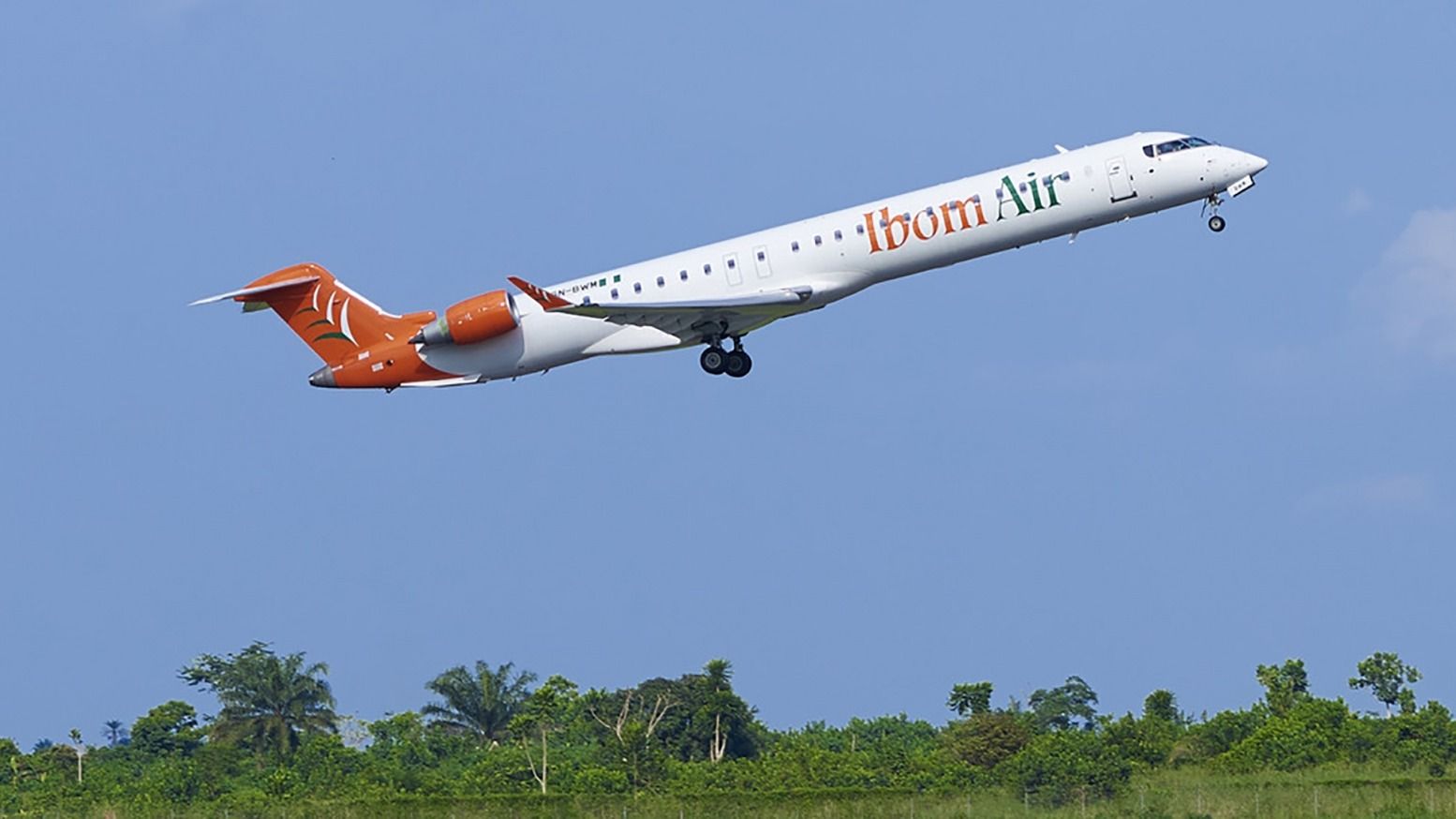 Ibom Air CRJ900 taking off