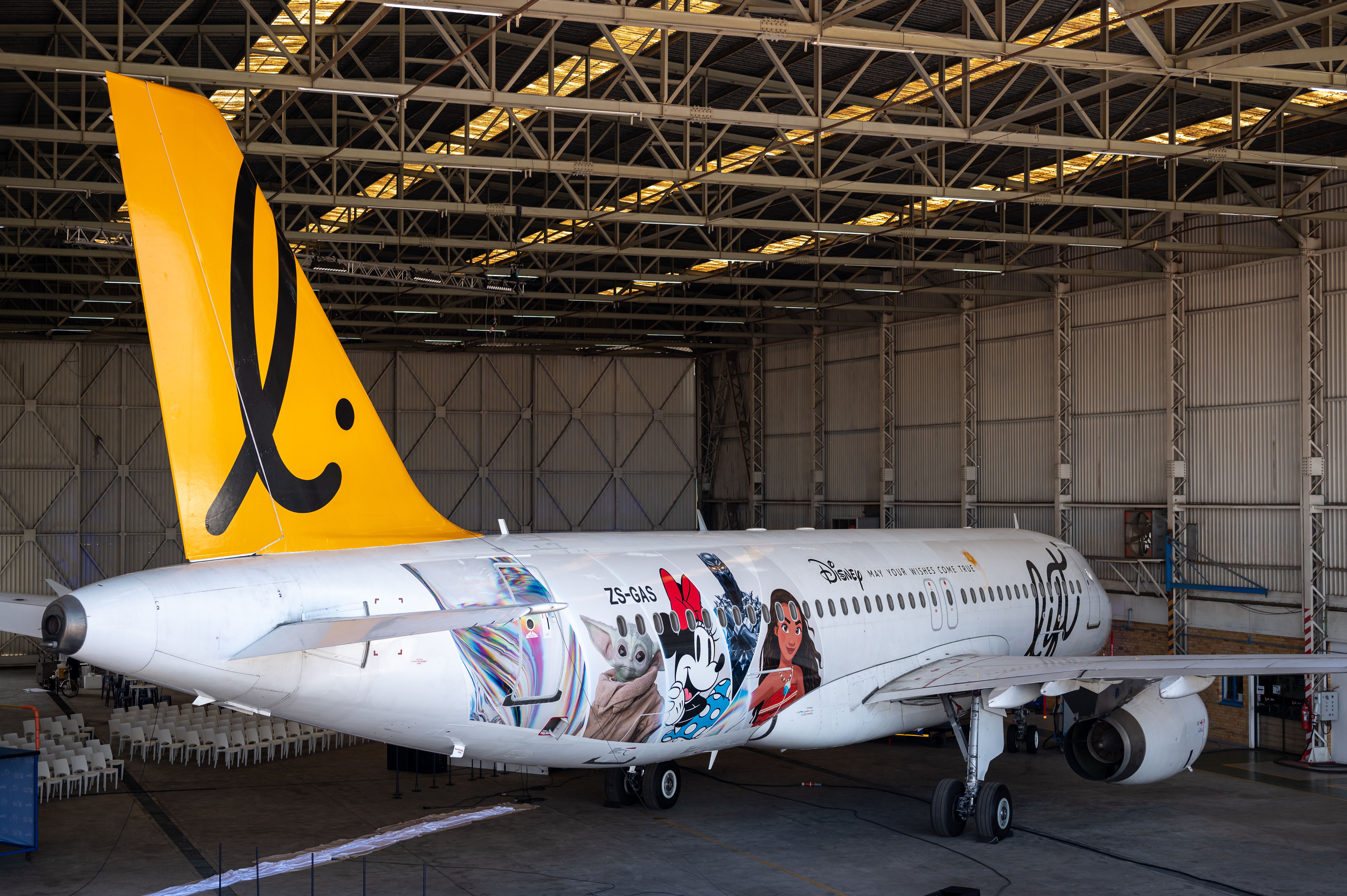 A LIFT Airbus A320 painted in a Disney livery.
