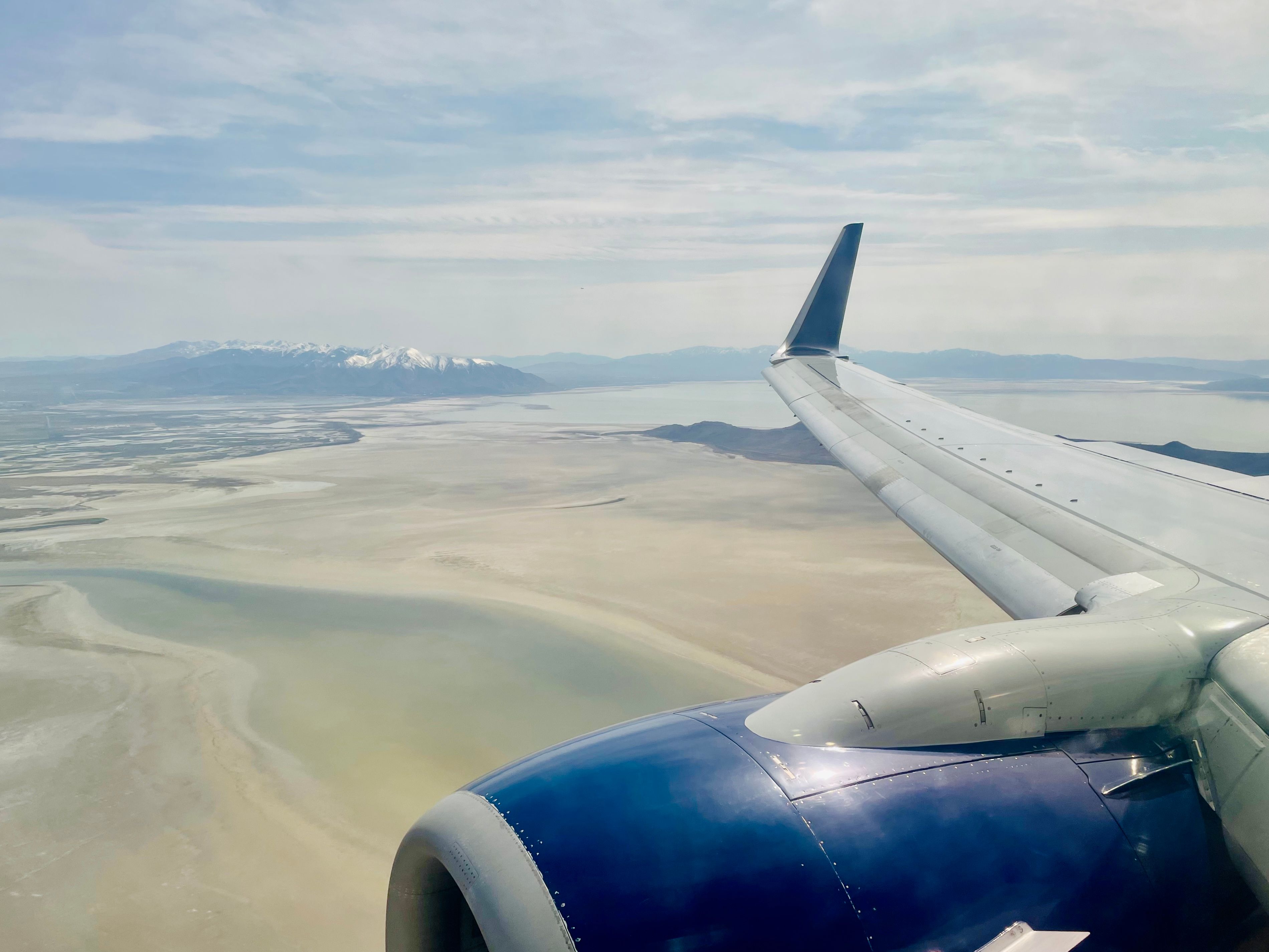 Incredible views from outside the window of an aircraft preparing to land at Salt Lake City airport.