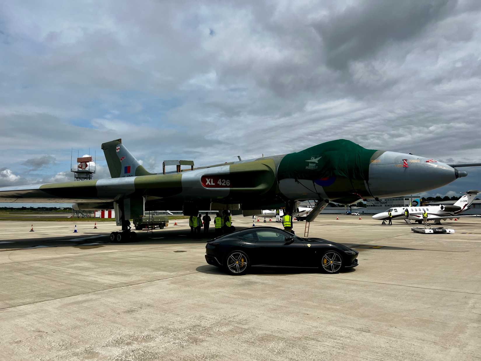 An Avro Vulcan parked at London Southend Airport (SEN).