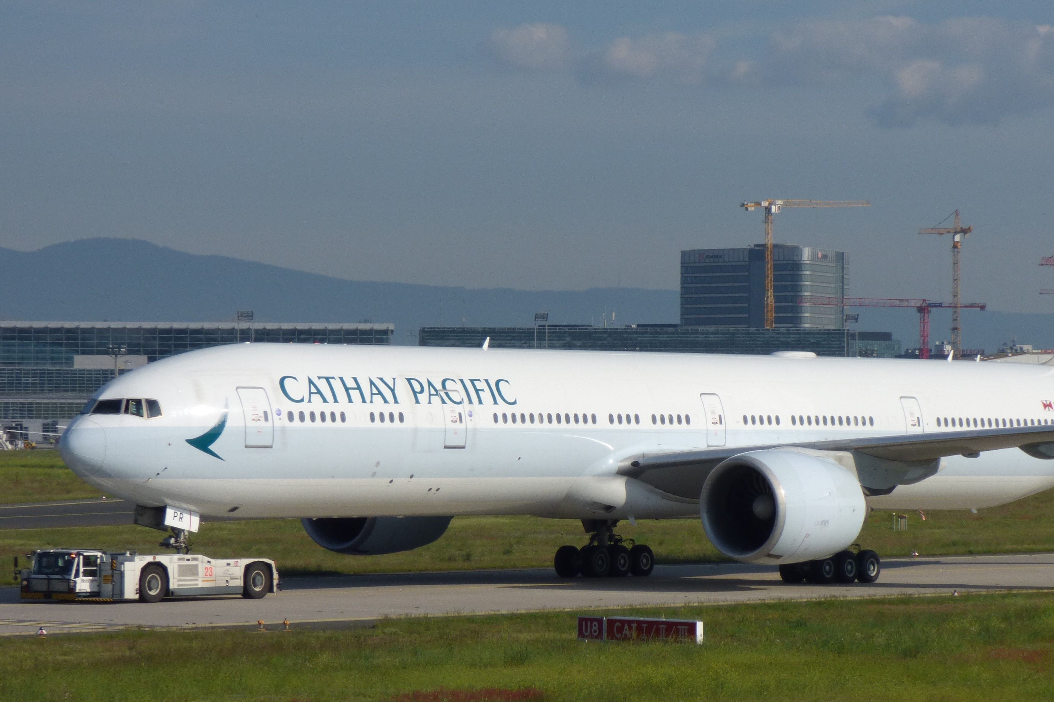 A Cathay Pacific Boeing 777 Taxiing In Frankfurt.