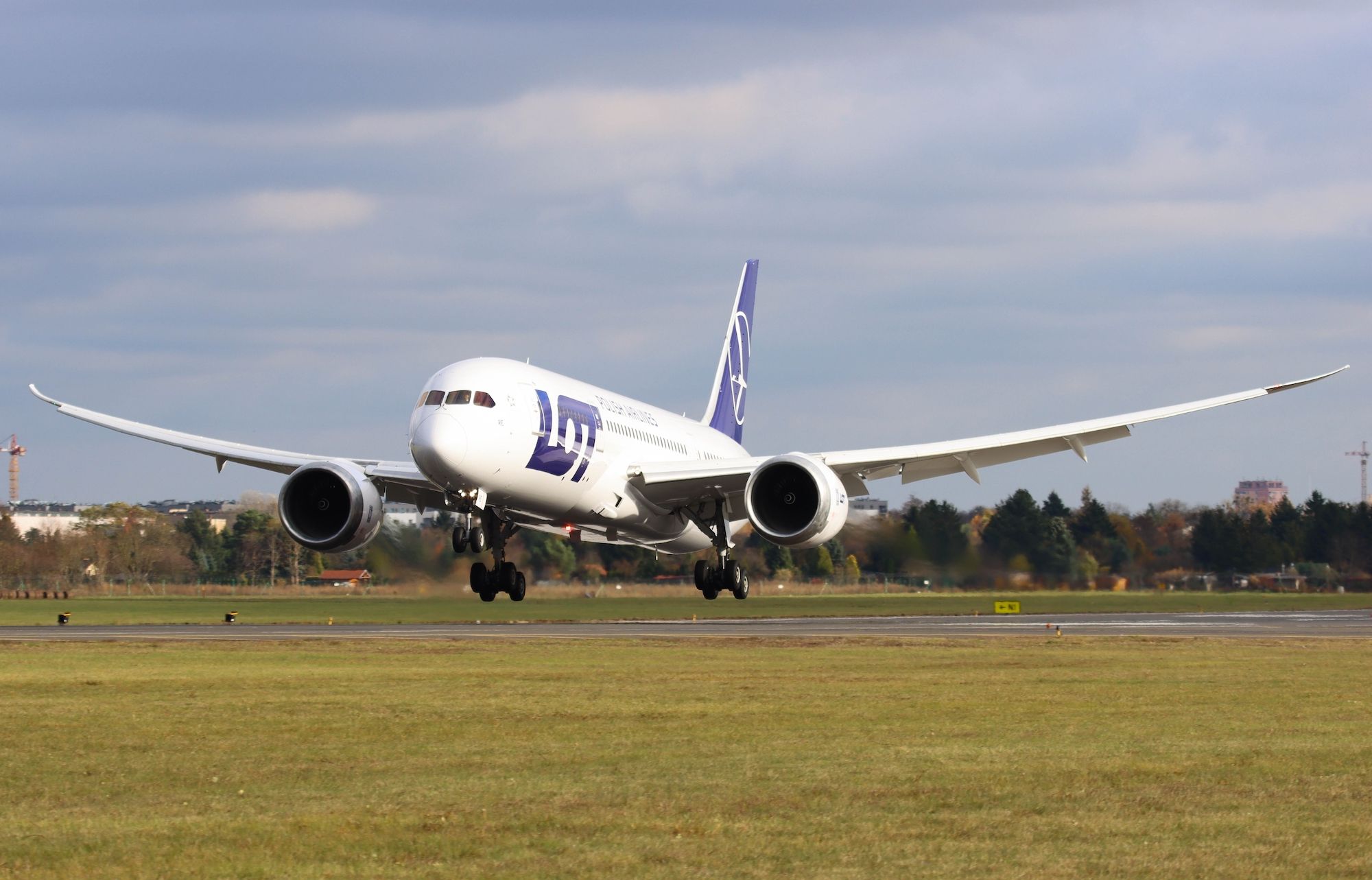 LOT Polish Airlines Boeing 787 departing Poznan Airport