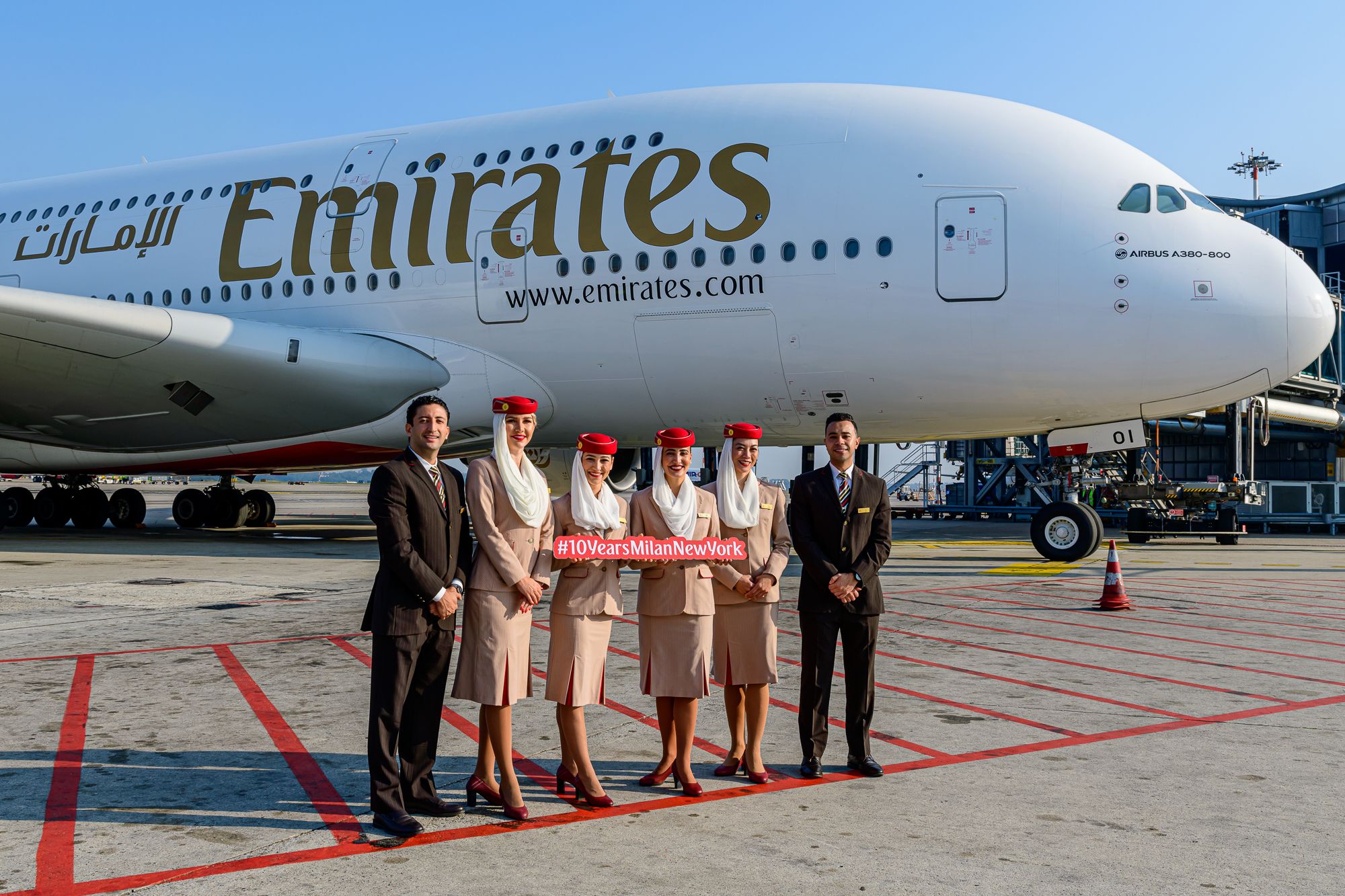 Emirates celebrating at Milan Malpensa Airport