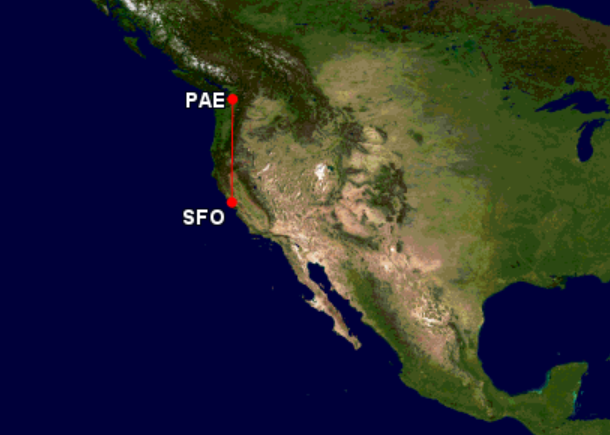 PAE-SFO flight route