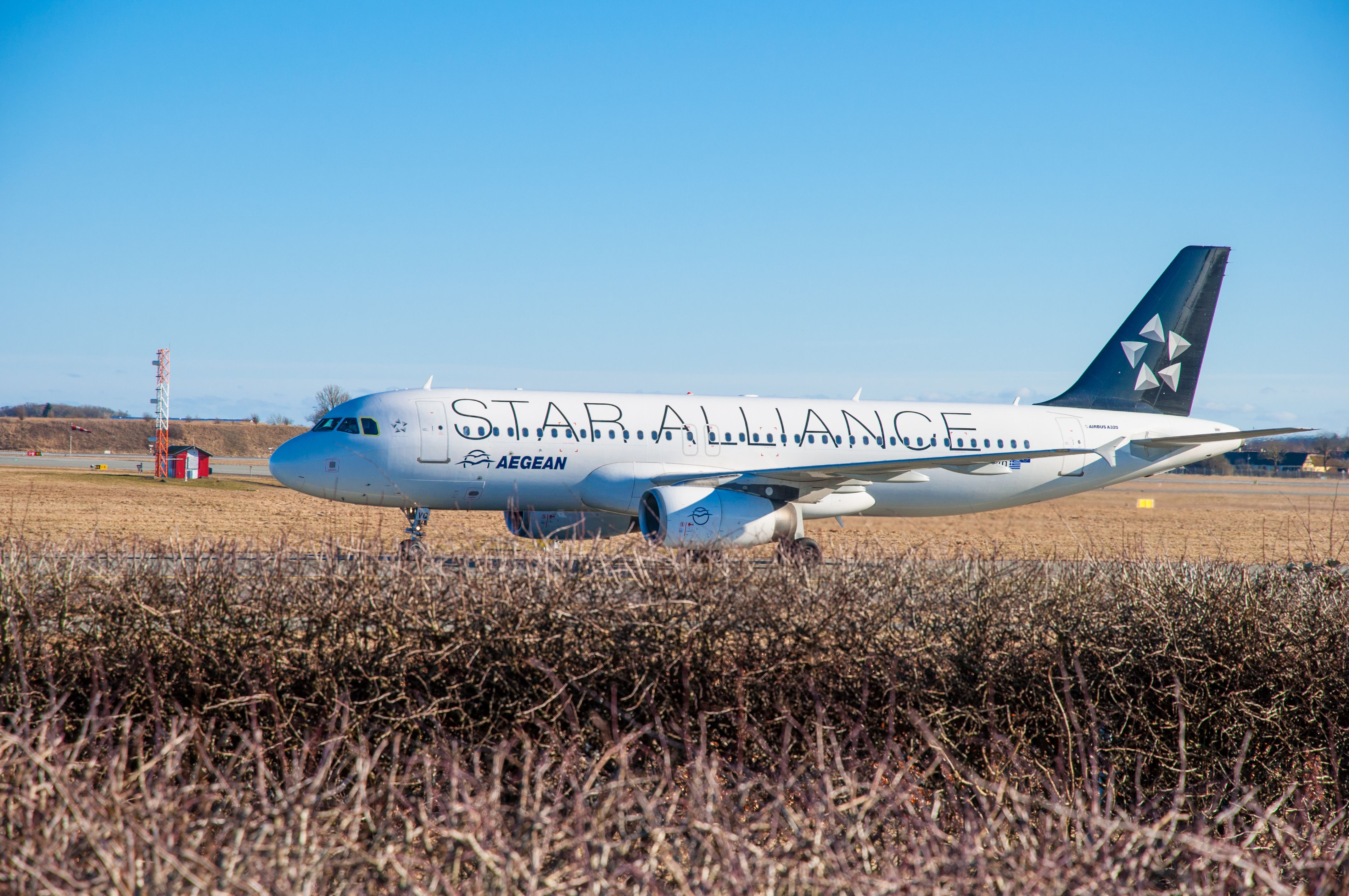 Aegean Airbus A320 in Star Alliance livery arriving to Copenhagen Airport